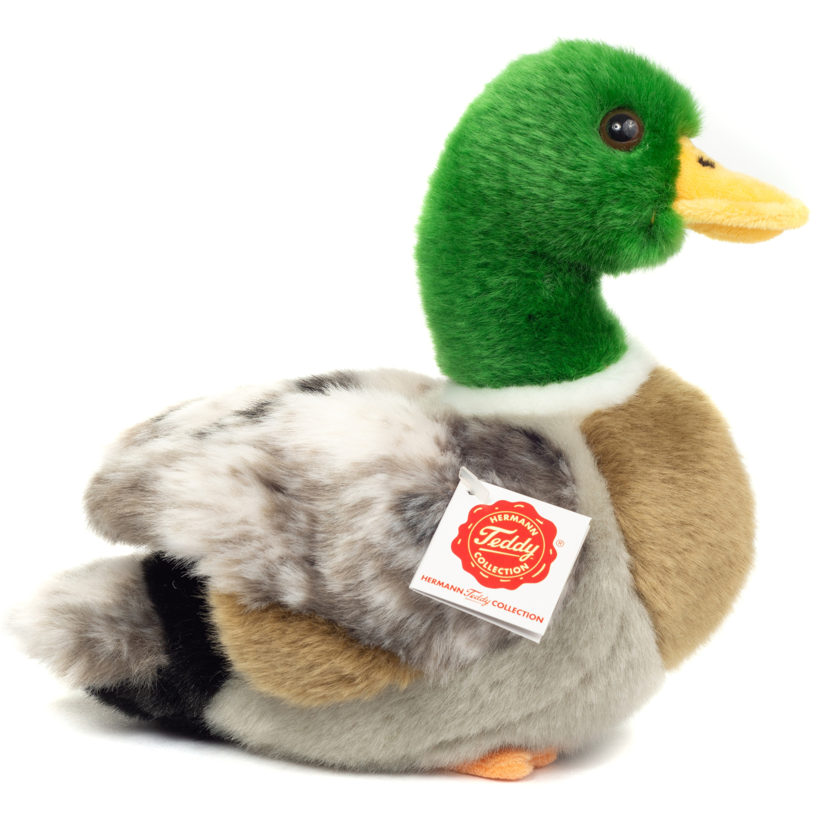 Knuffeldier Wilde Eend - zachte pluche stof - premium kwaliteit knuffels - bruin/groen - 24 cm -