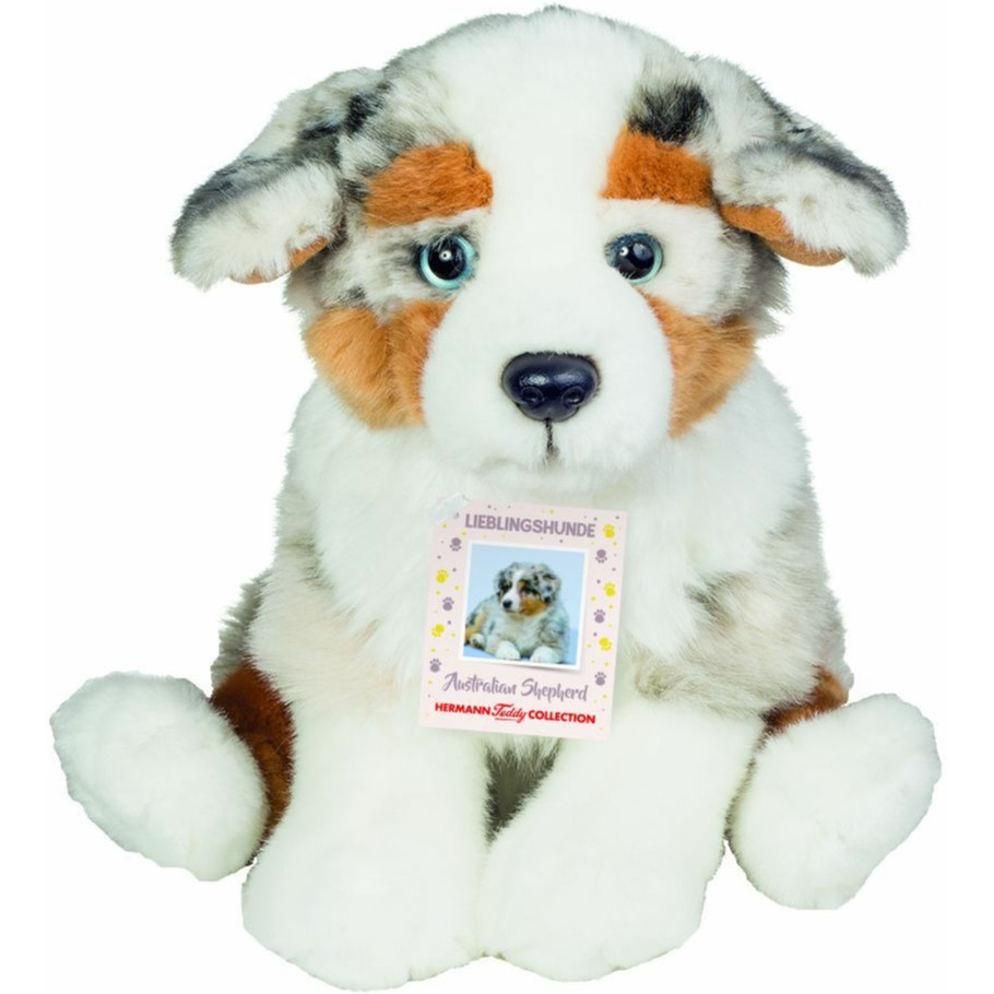 Knuffeldier Australische herder pup - pluche knuffel - premium kwaliteit - 22 cm - honden knuffel -