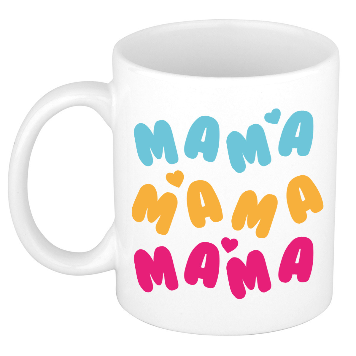 Cadeau koffie/thee mok voor mama - multi - hartjes/liefde - keramiek - Moederdag -