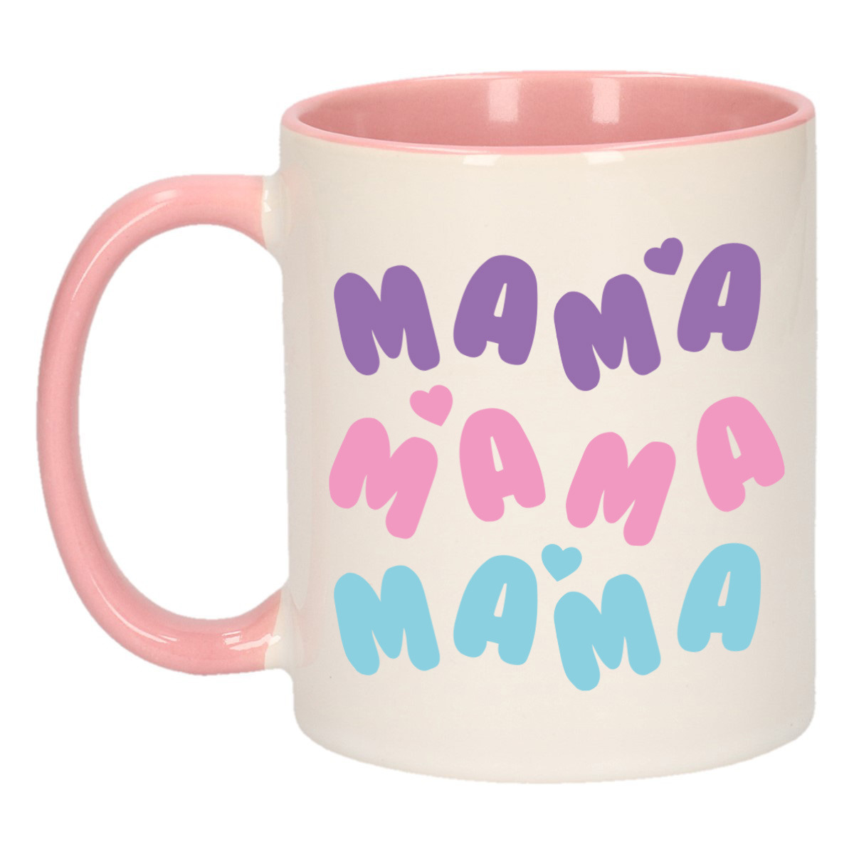 Cadeau koffie/thee mok voor mama - roze - hartjes - keramiek - Moederdag -