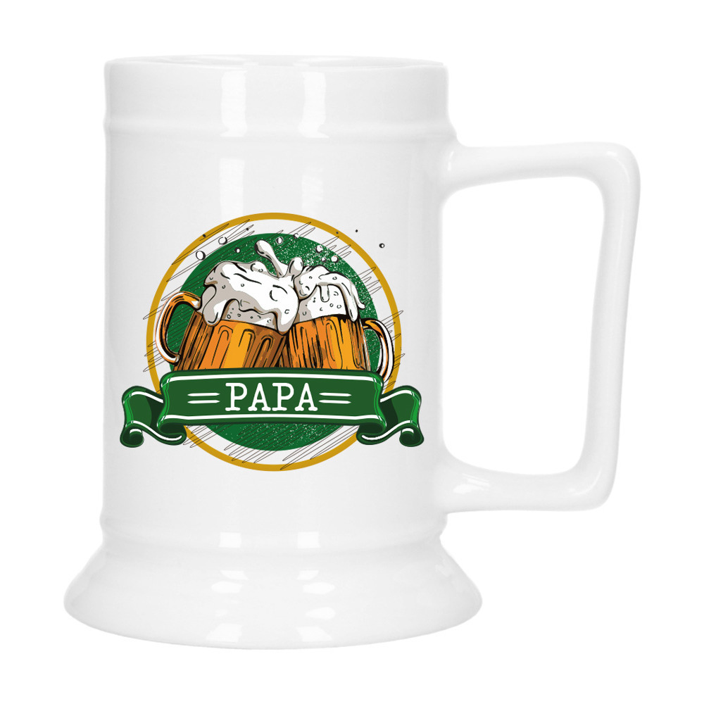 Cadeau Bierpul voor papa - groen - keramiek - 530 ml - Vaderdag -