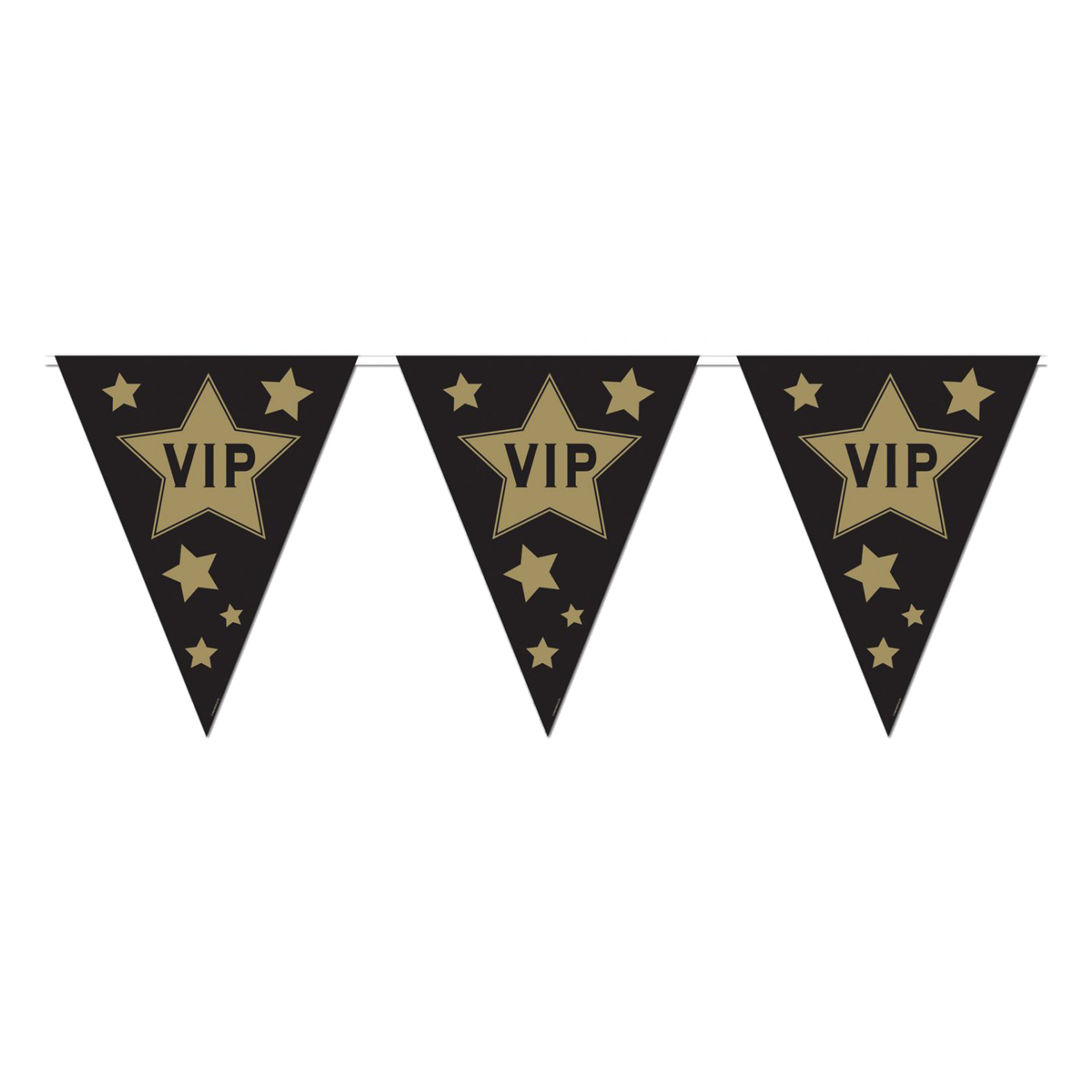 VIP feestslinger/vlaggenlijn - 360 x 30 cm - zwart/goud - van papier -