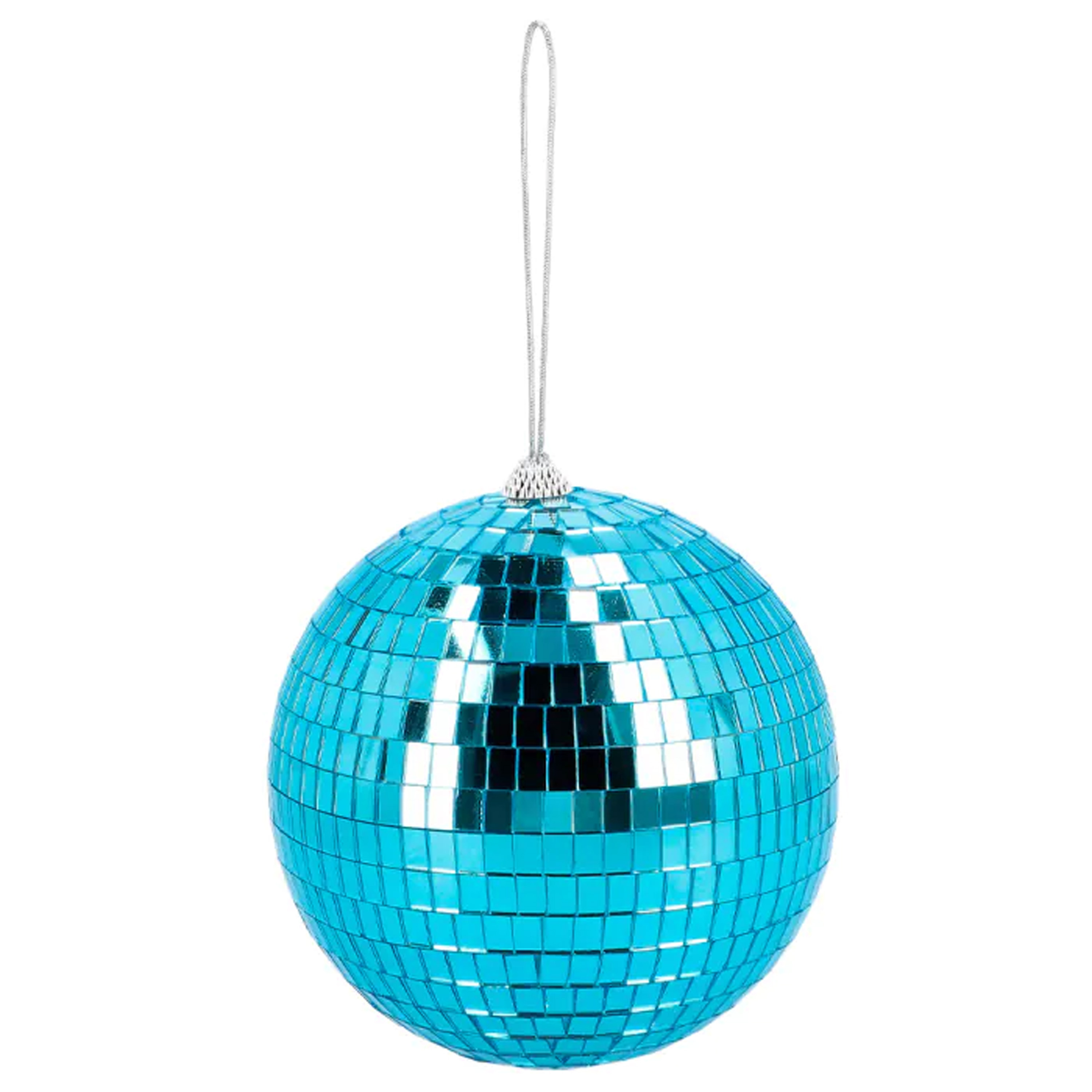Disco spiegel bal - rond - blauw - Dia 15 cm - Seventies/eighties thema versiering -