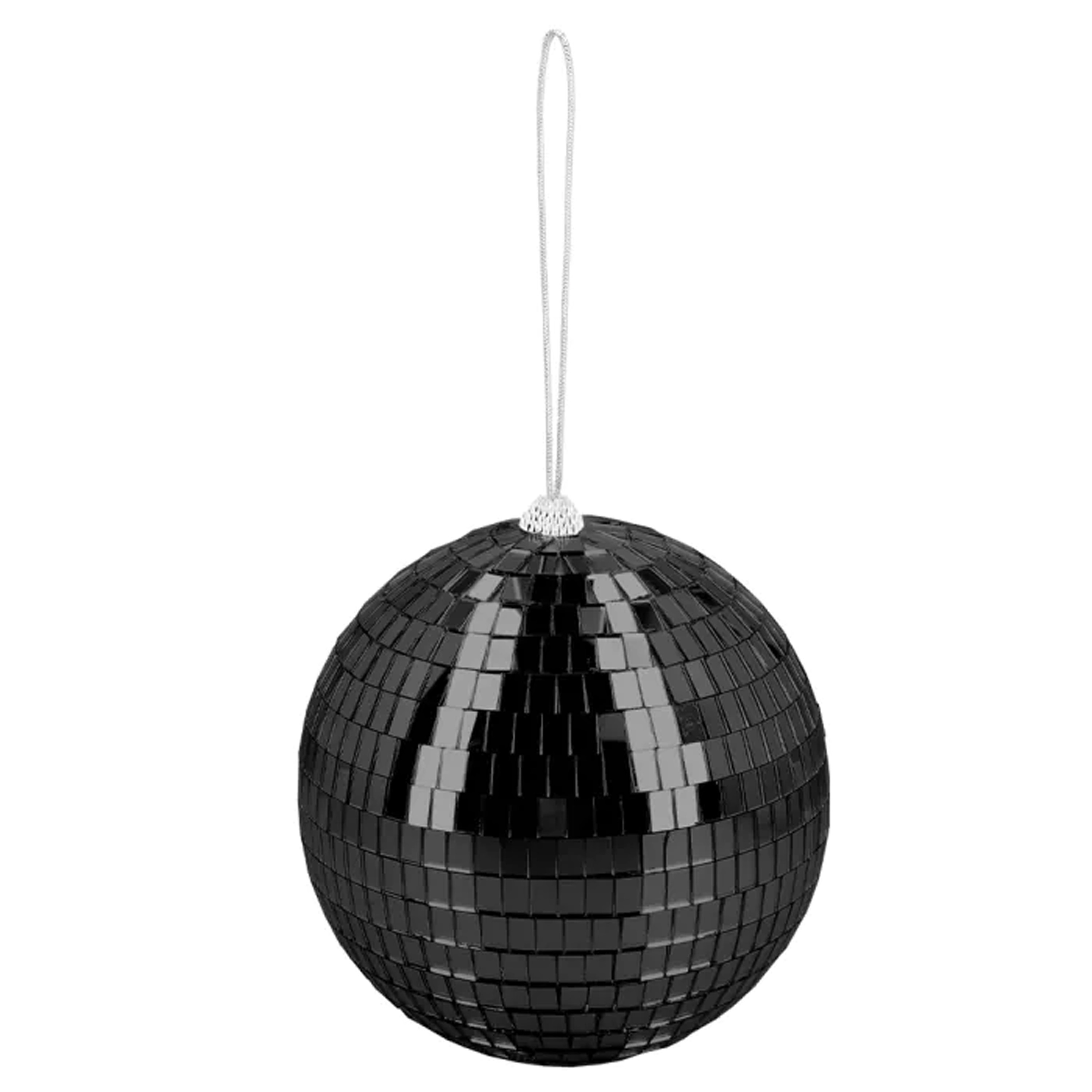 Disco spiegel bal - rond - zwart - Dia 15 cm - Seventies/eighties thema versiering -