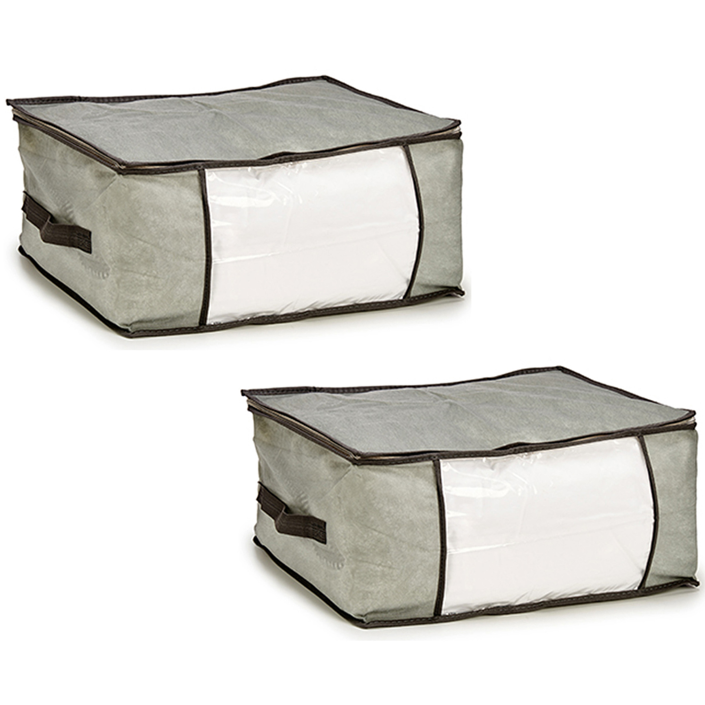 Opbergtas/beschermhoes beddengoed/kleding - 2x - grijs - 45 x 30 x 20 cm -