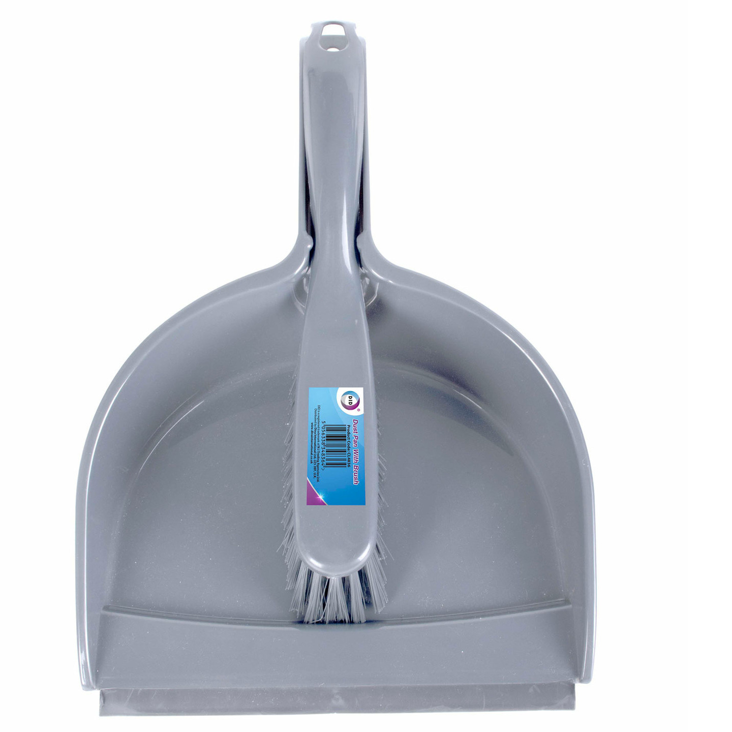 Stoffer en blik - kunststof - B23 x H7 cm - grijs - rubberen rand -