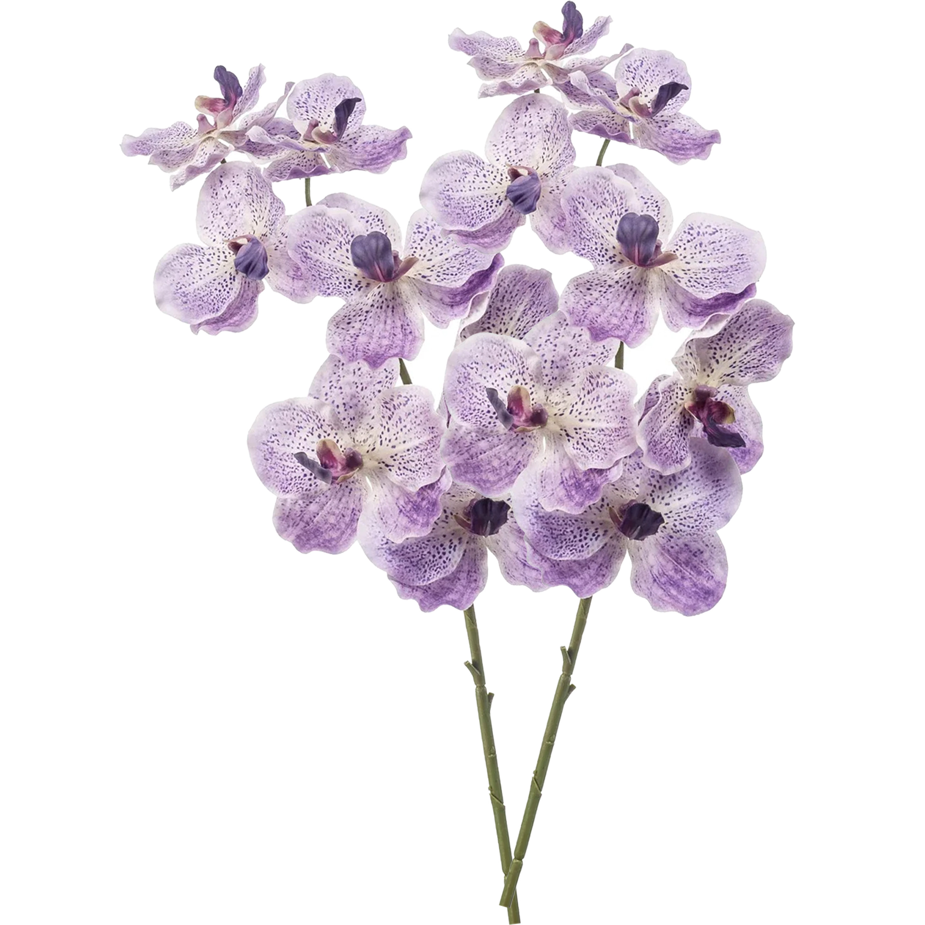 Kunstbloem Orchidee Vanda - 2x - 77 cm - paars/lila - losse tak - kunst zijdebloem -