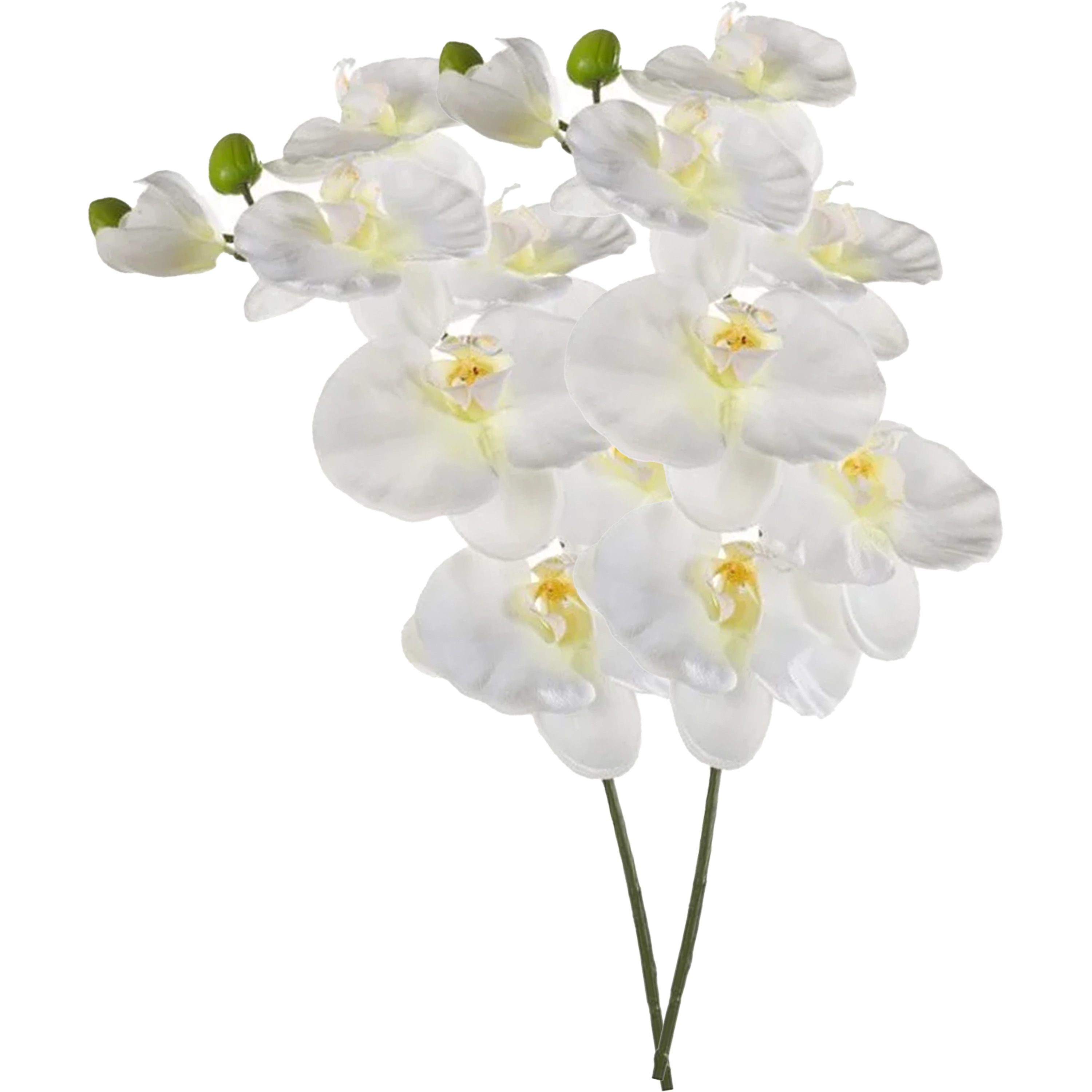 Kunstbloem Orchidee - 2x - 80 cm - wit - losse tak - kunst zijdebloem - Phalaenopsis -