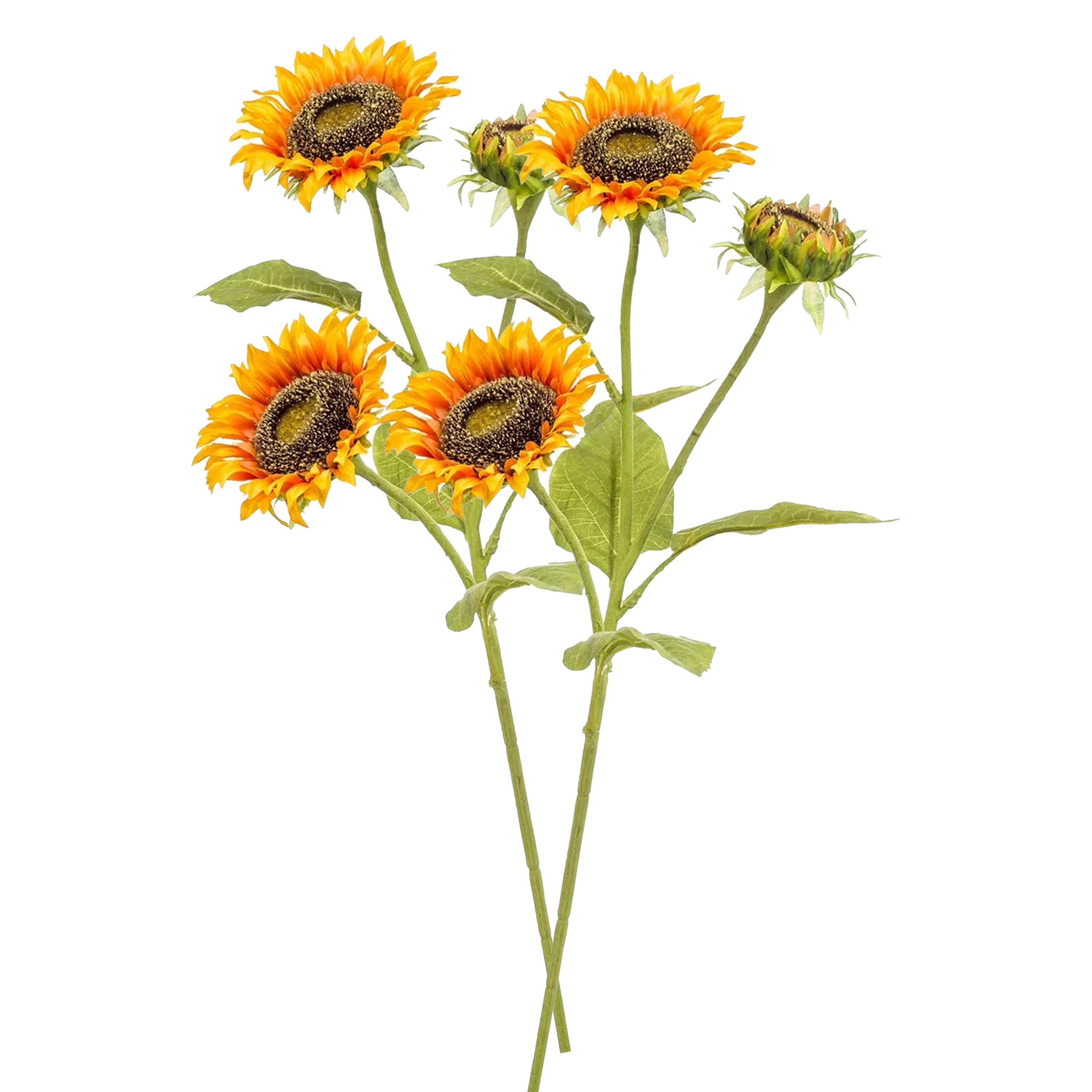 Kunstbloem Zonnebloem - 2x - 85 cm - geel - losse tak - kunst zijdebloem - Sunflower - decoratie -