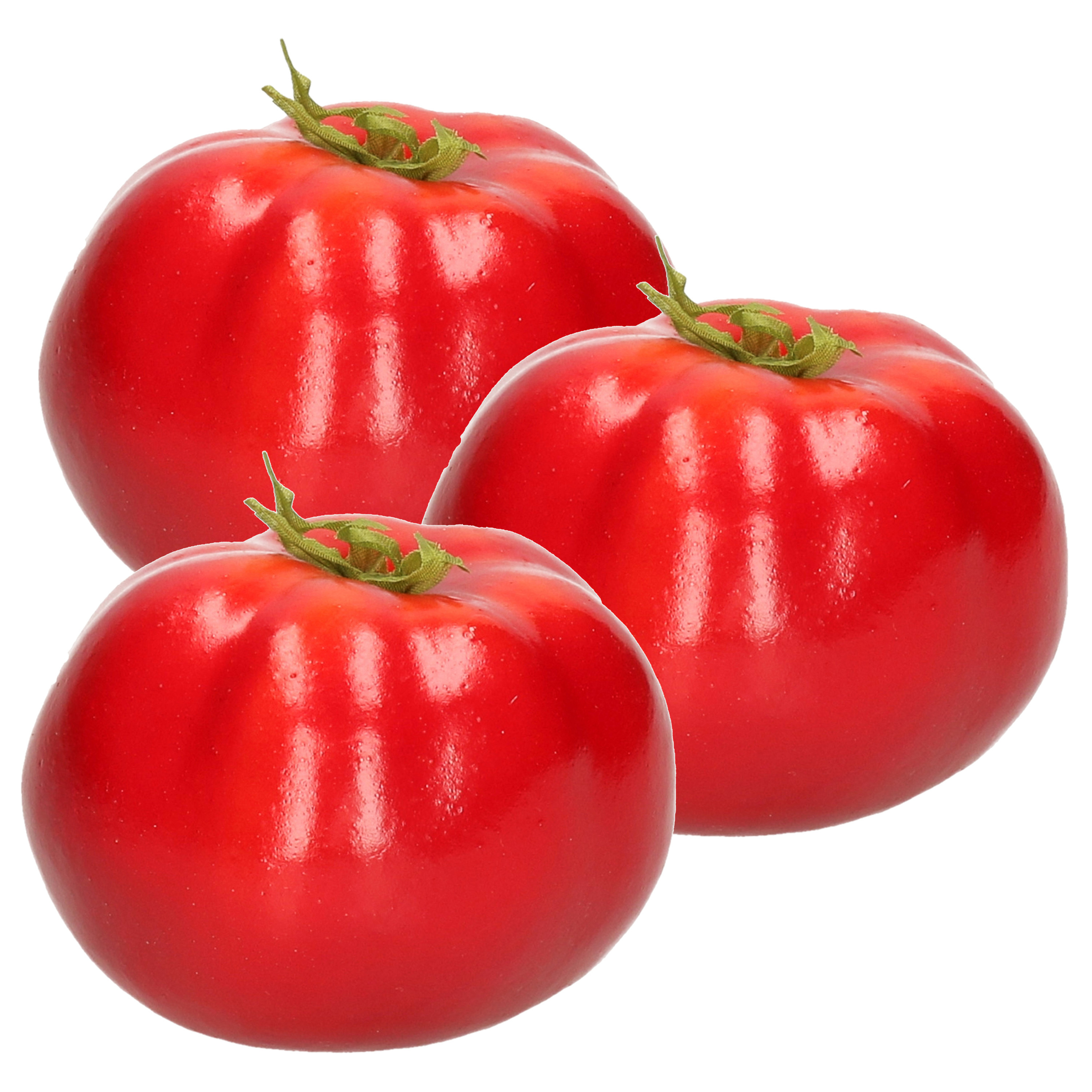 Esschert Design kunstfruit decofruit - 3x - tomaat/tomaten - ongeveer 6 cm - rood -