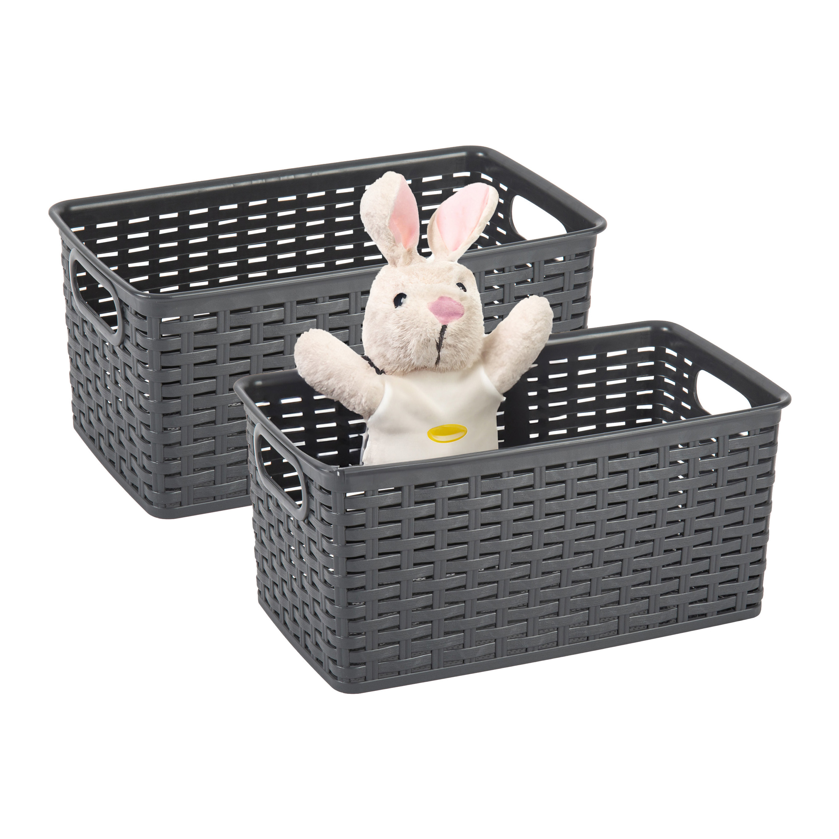 Opbergmand - 4x - Kastmand - rotan kunststof - zwart - 5 Liter - 15 x 28 x 13 cm -