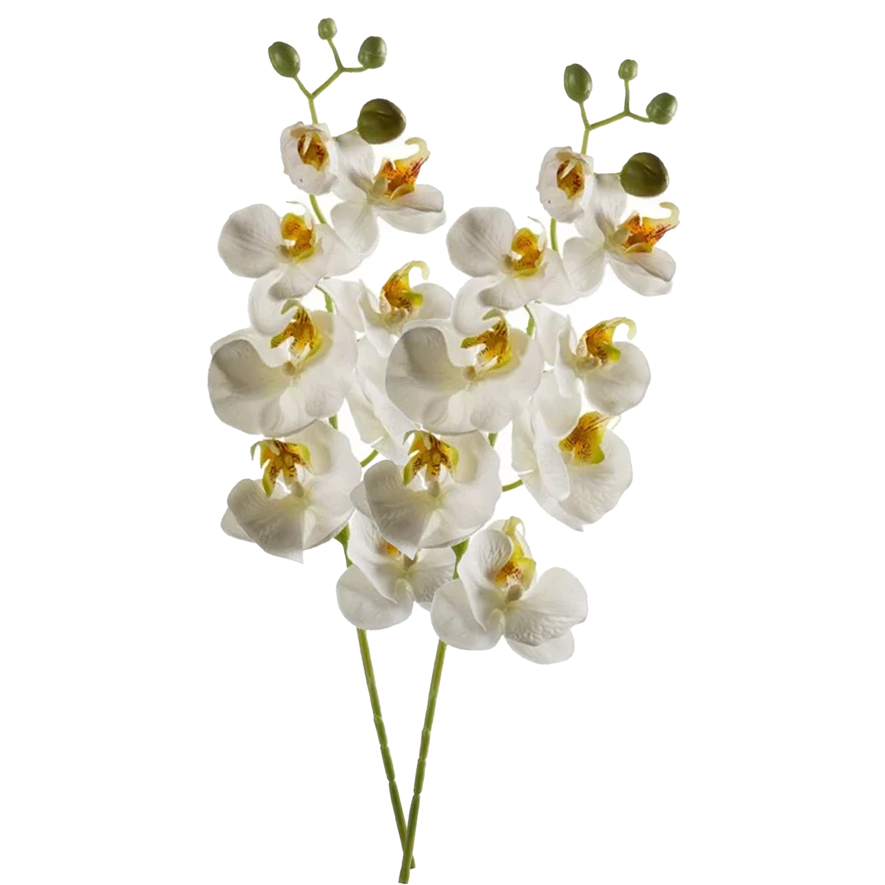 Kunstbloem Orchidee - 2x - 68 cm - wit - losse tak - kunst zijdebloem - Phalaenopsis -
