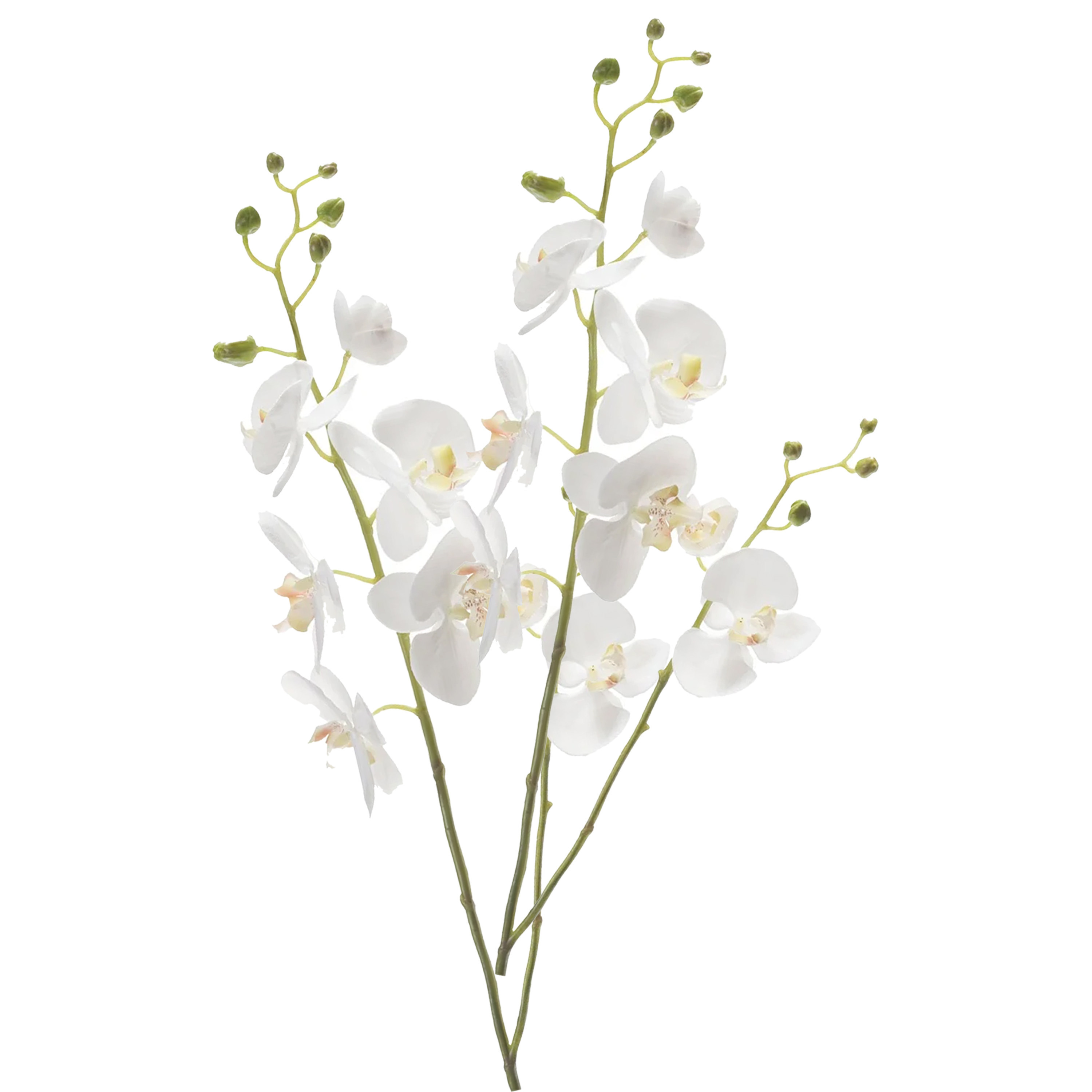 Kunstbloem Orchidee - 2x - 95 cm - wit - losse tak - kunst zijdebloem - Phalaenopsis -