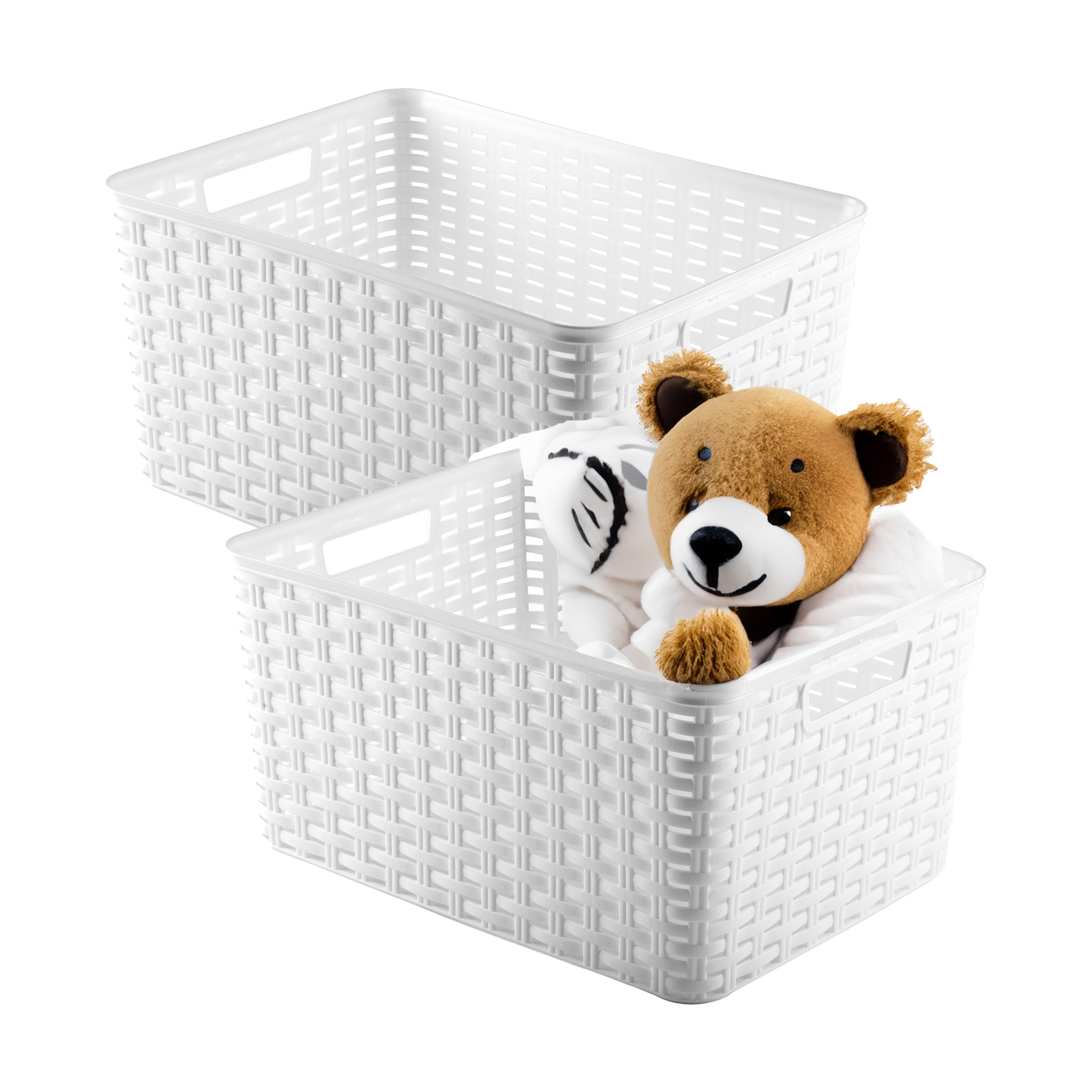 Opbergmand - 4x - Kastmand - rotan kunststof - wit - 18 Liter - 29 x 39 x 20 cm -