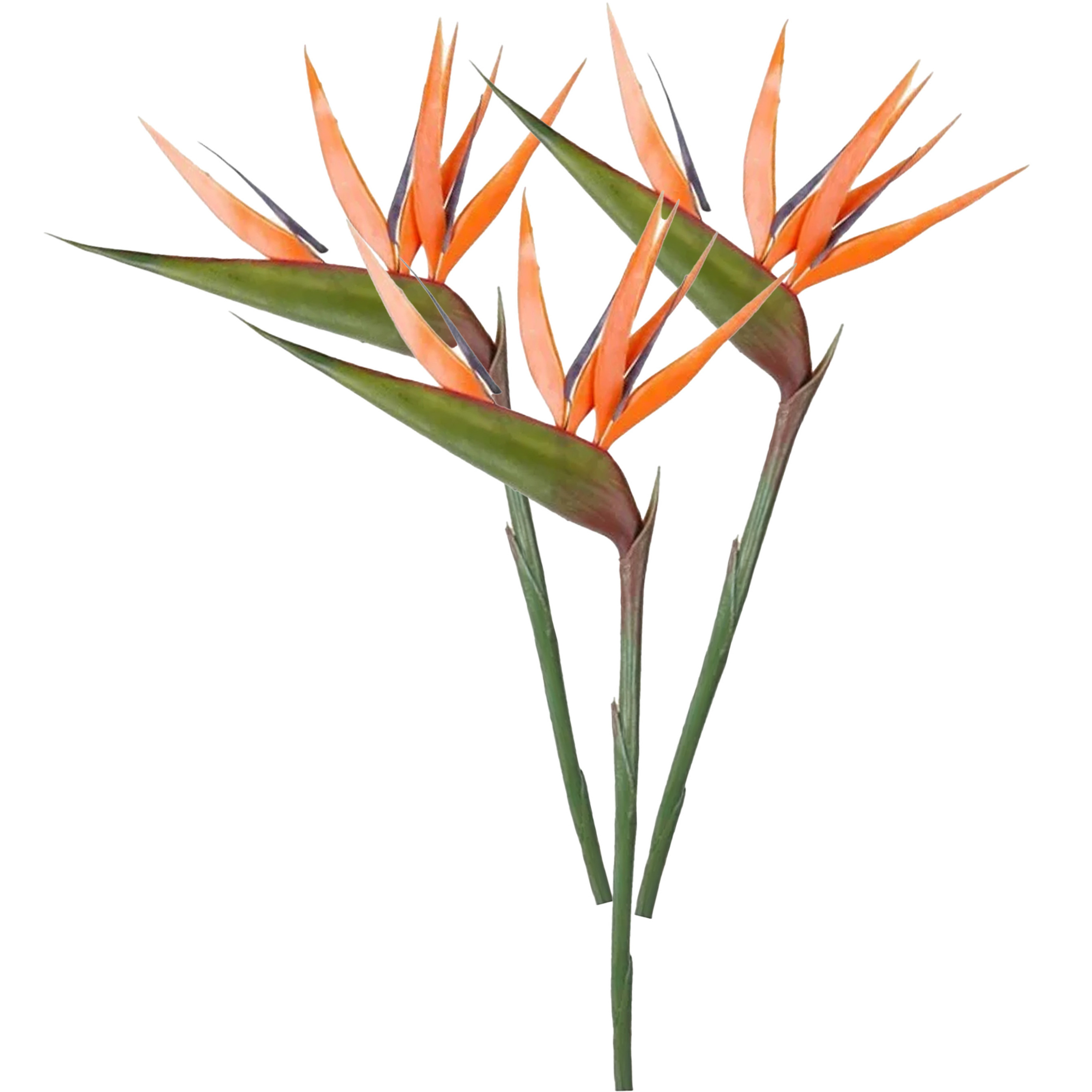 Kunstbloem Strelitzia - 3x - 90 cm - losse tak - kunst zijdebloem - Paradijsvogelplant - decoratie -
