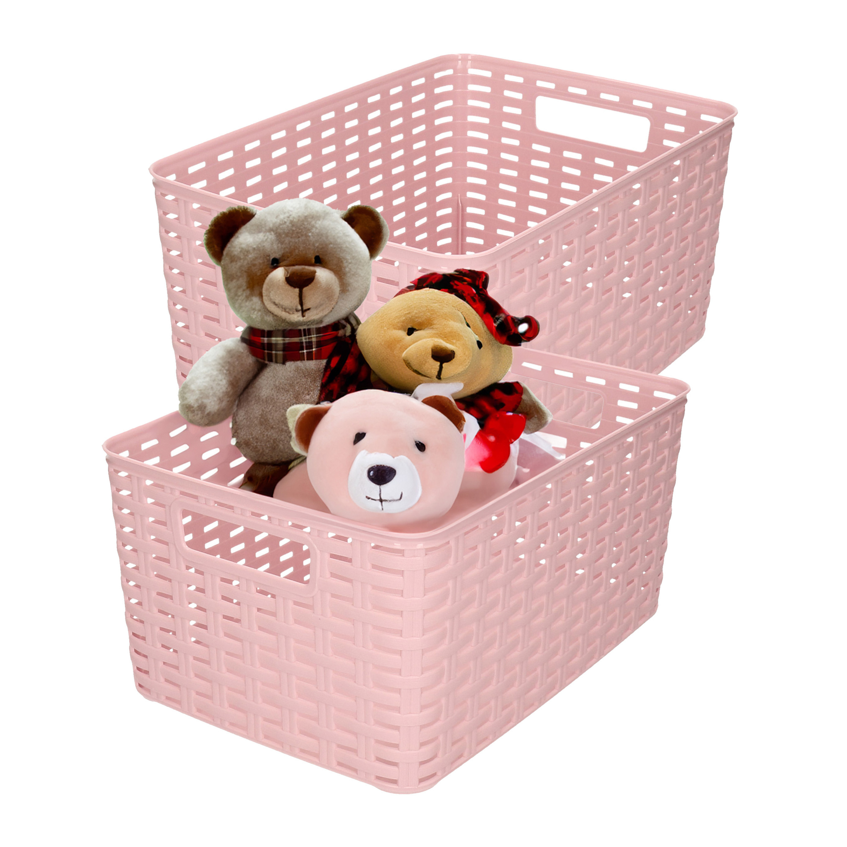 Opbergmand - 4x - Kastmand - rotan kunststof - oud roze - 18 Liter - 29 x 39 x 20 cm -