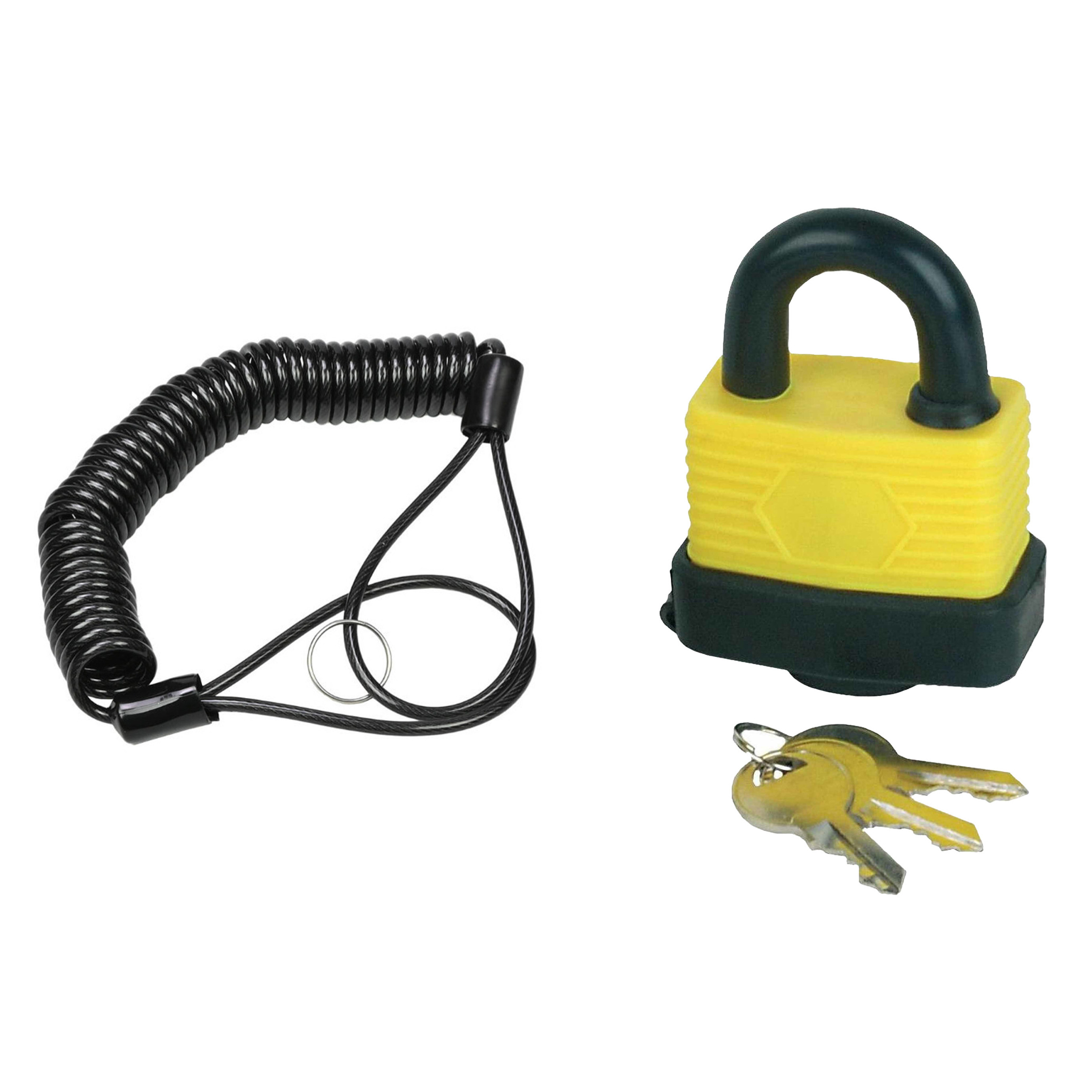 Staalkabel met waterdicht hangslot - 5m x 4mm kabel - geplastificeerd - kabelslot -