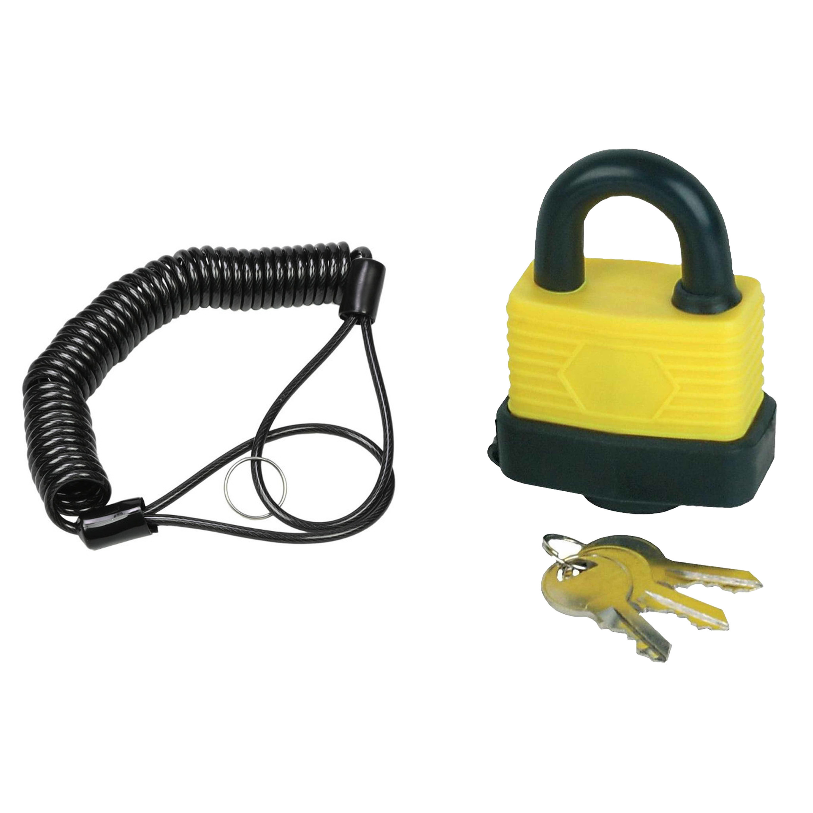 Staalkabel met waterdicht hangslot - 3m x 4mm kabel - geplastificeerd - kabelslot -