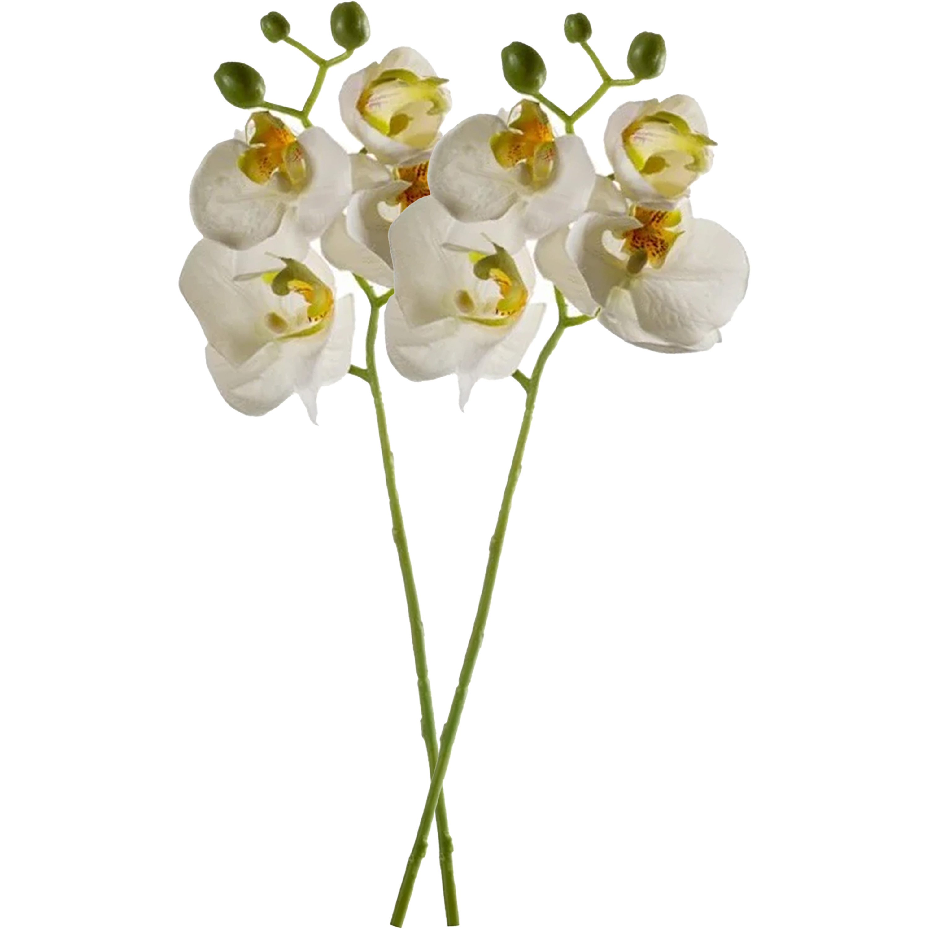 Kunstbloem Orchidee - 2x - 56 cm - wit - losse tak - kunst zijdebloem - Phalaenopsis -