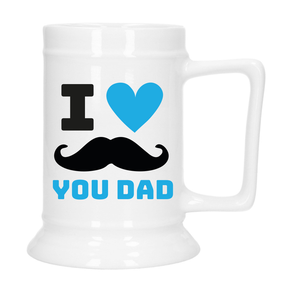 Cadeau Bierpul voor papa - blauw - liefde - keramiek - 530 ml - Vaderdag -