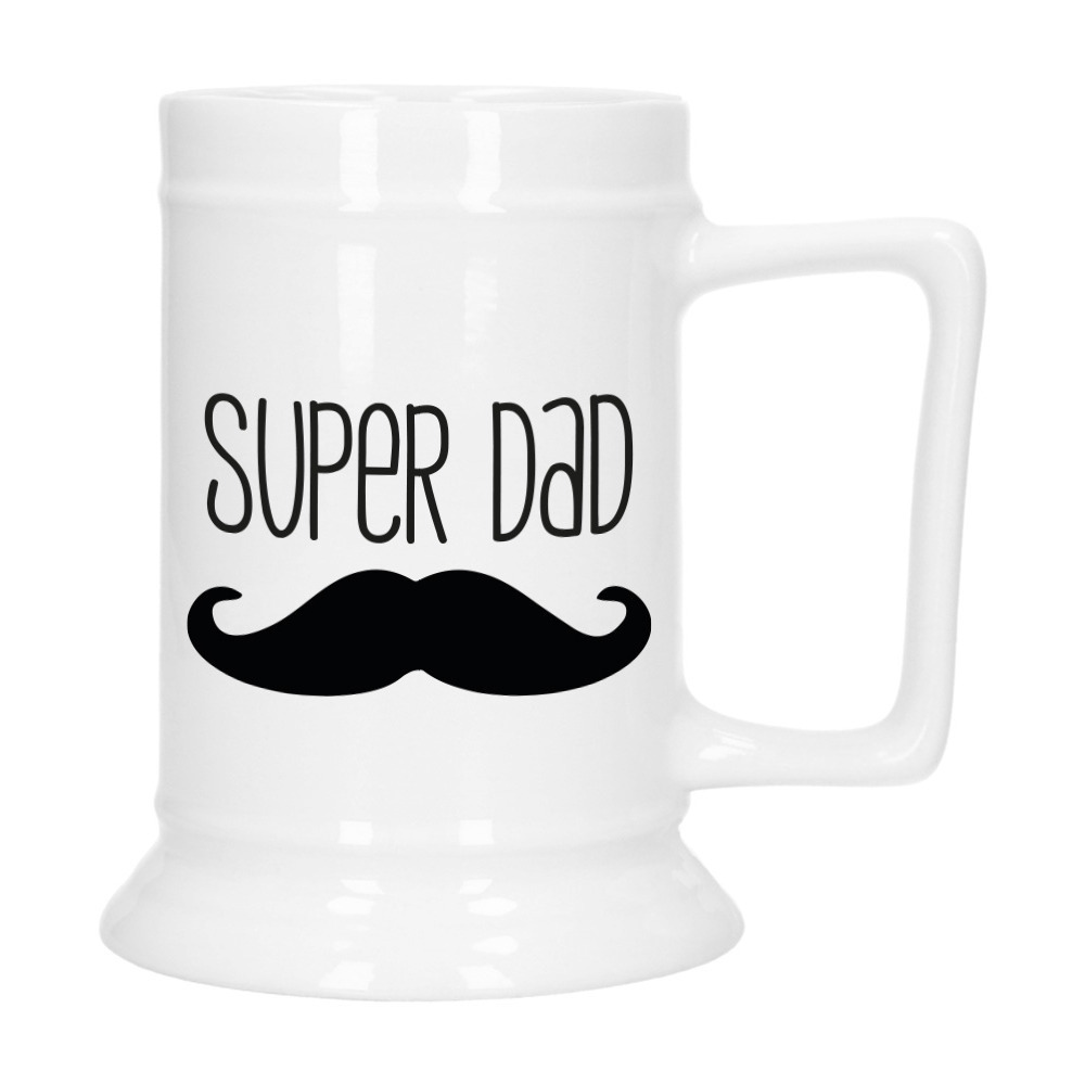Cadeau Bierpul voor papa - zwart - super pap - keramiek - 530 ml - Vaderdag -