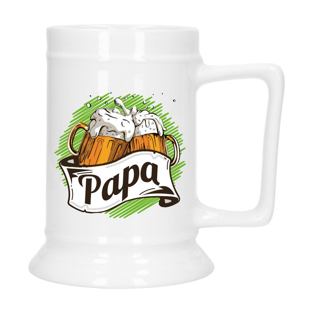 Cadeau Bierpul voor papa - groen - embleem - keramiek - 530 ml - Vaderdag -