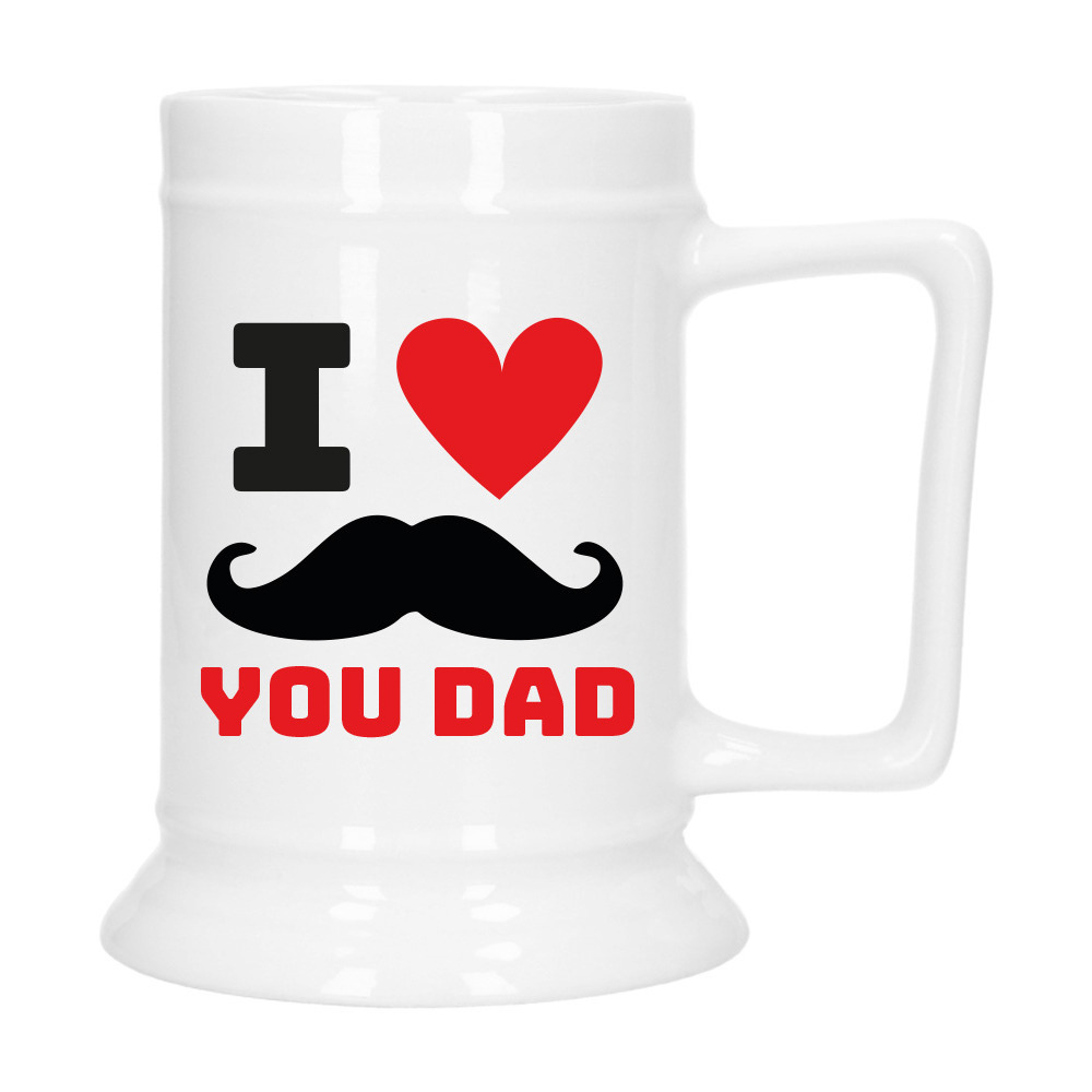 Cadeau Bierpul voor papa - rood - liefde - keramiek - 530 ml - Vaderdag -