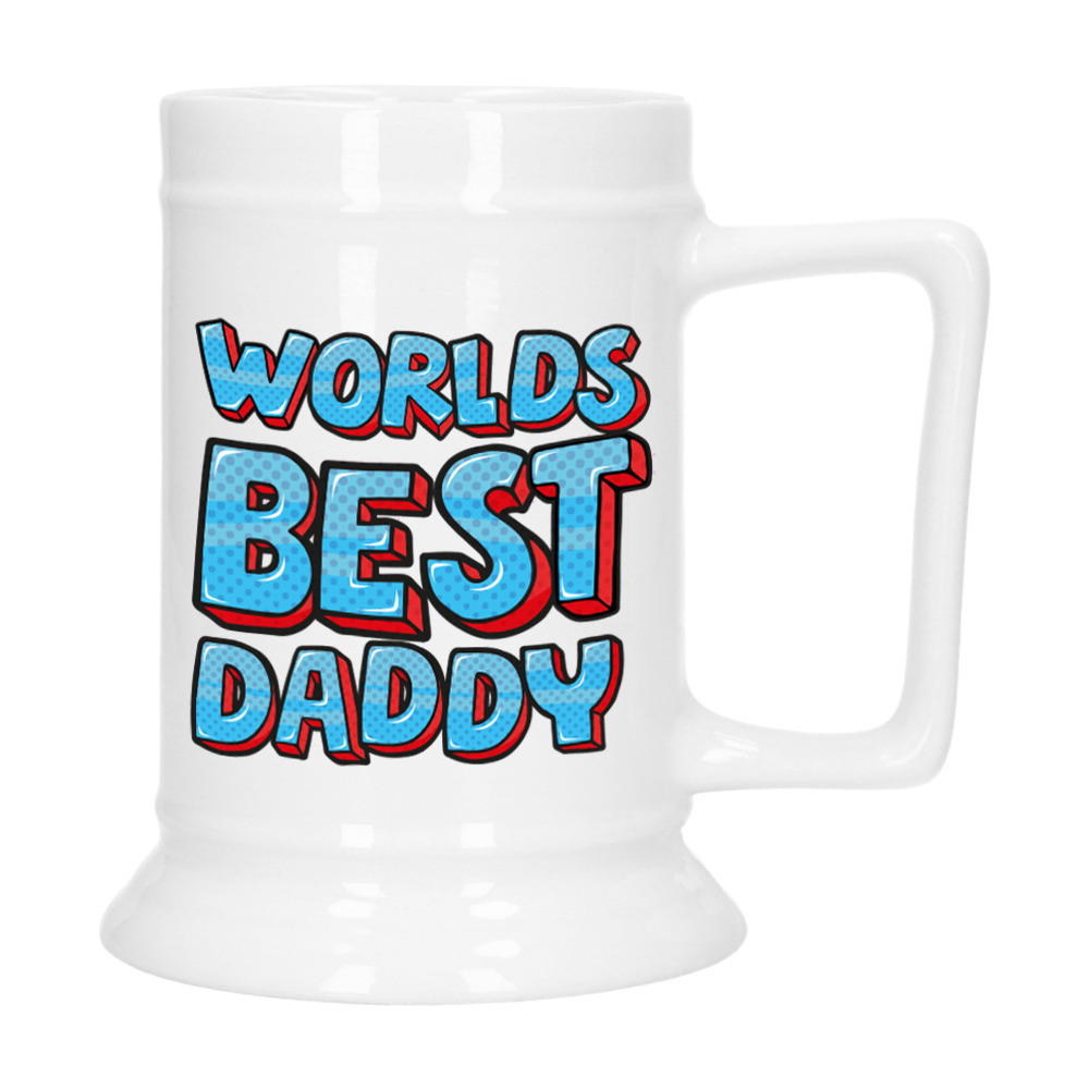 Cadeau Bierpul voor papa - blauw - beste pap - keramiek - 530 ml - Vaderdag -