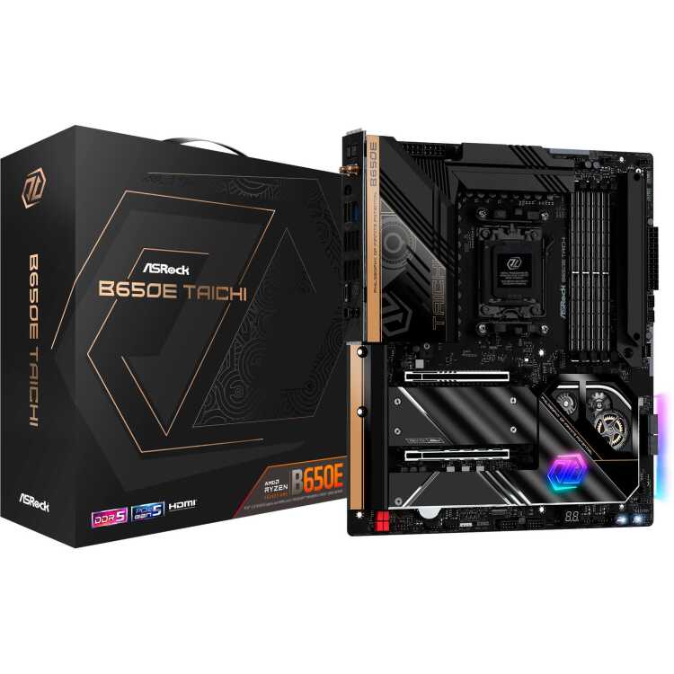 ASRock B650E TAICHI moederbord RAID, 2.5 Gb-LAN, Wi-Fi, BT, Sound, E-ATX