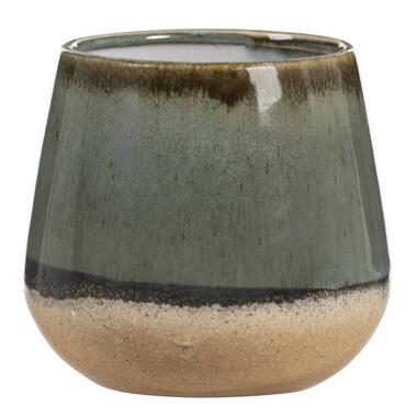 Bloempot Femm - groen/naturel - 13,5xØ15 cm - Leen Bakker