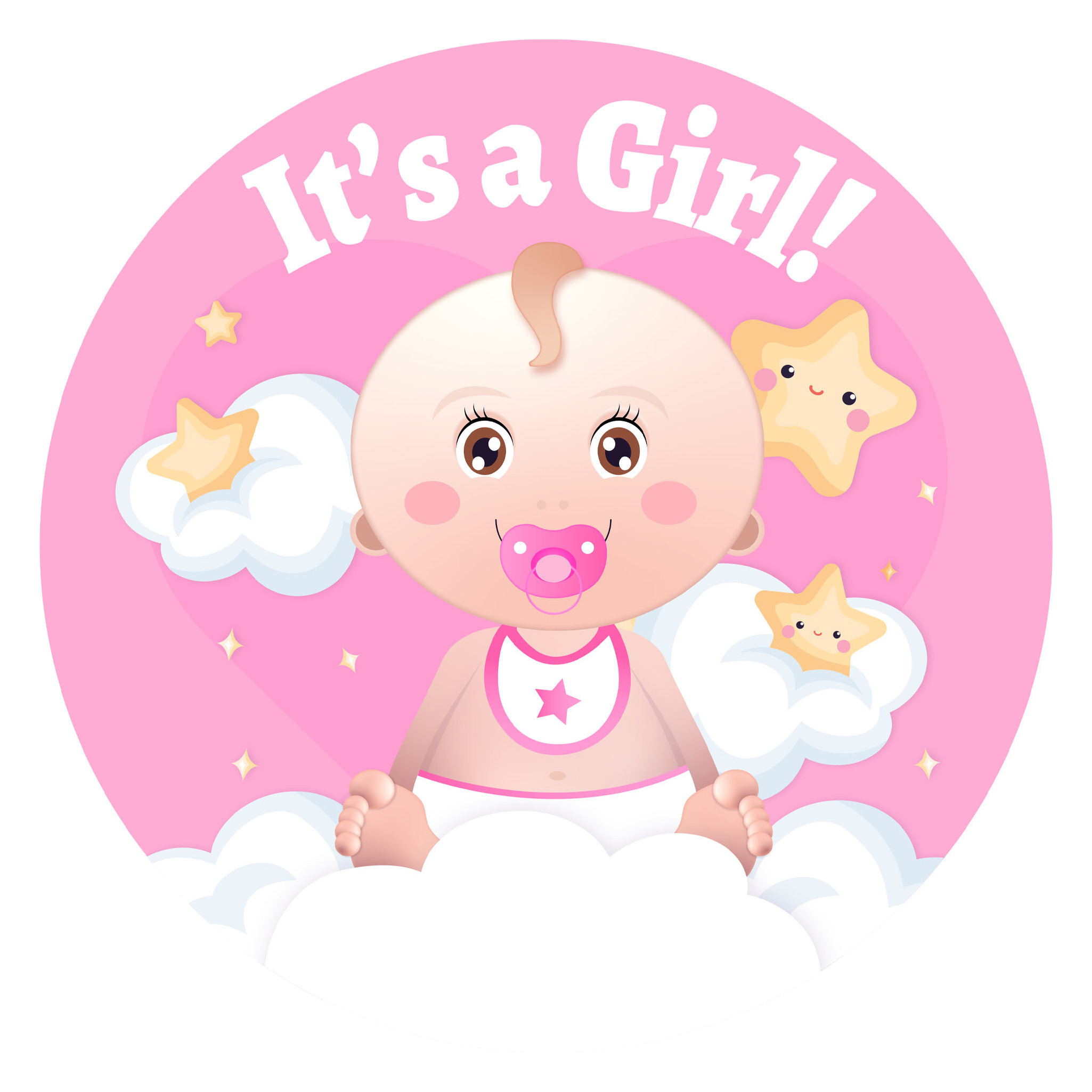 Geboorte baby meisje thema wand/deur bord - D50 cm - roze - karton - versieringen/feestartikelen -