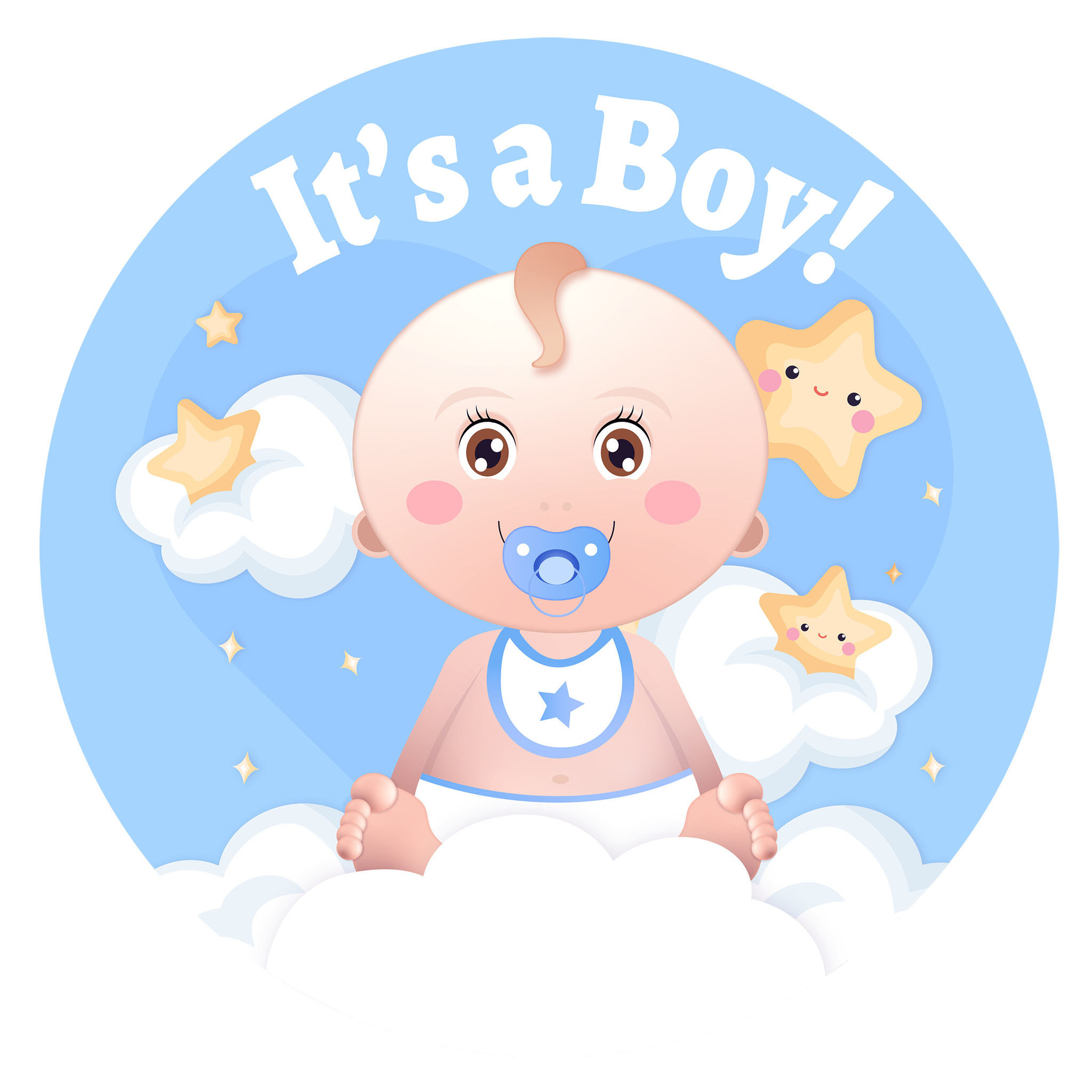 Geboorte baby jongen thema wand/deur bord - D50 cm - blauw - karton - versieringen/feestartikelen -