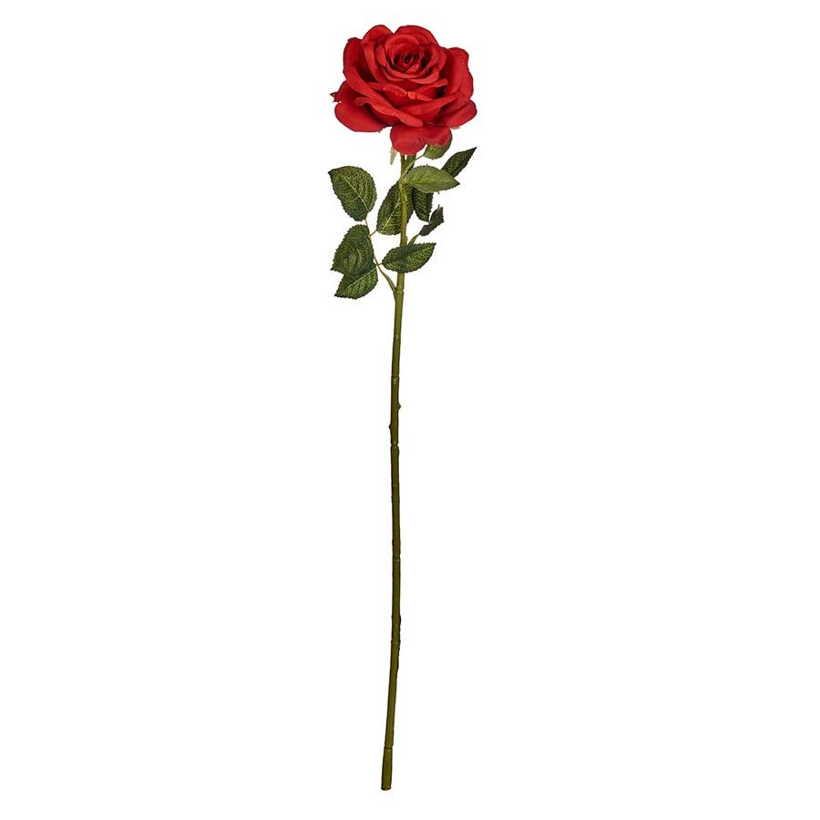 Kunstbloem Roos Elegance - dieprood - 63 cm - losse steel - Kunst zijdebloemen -