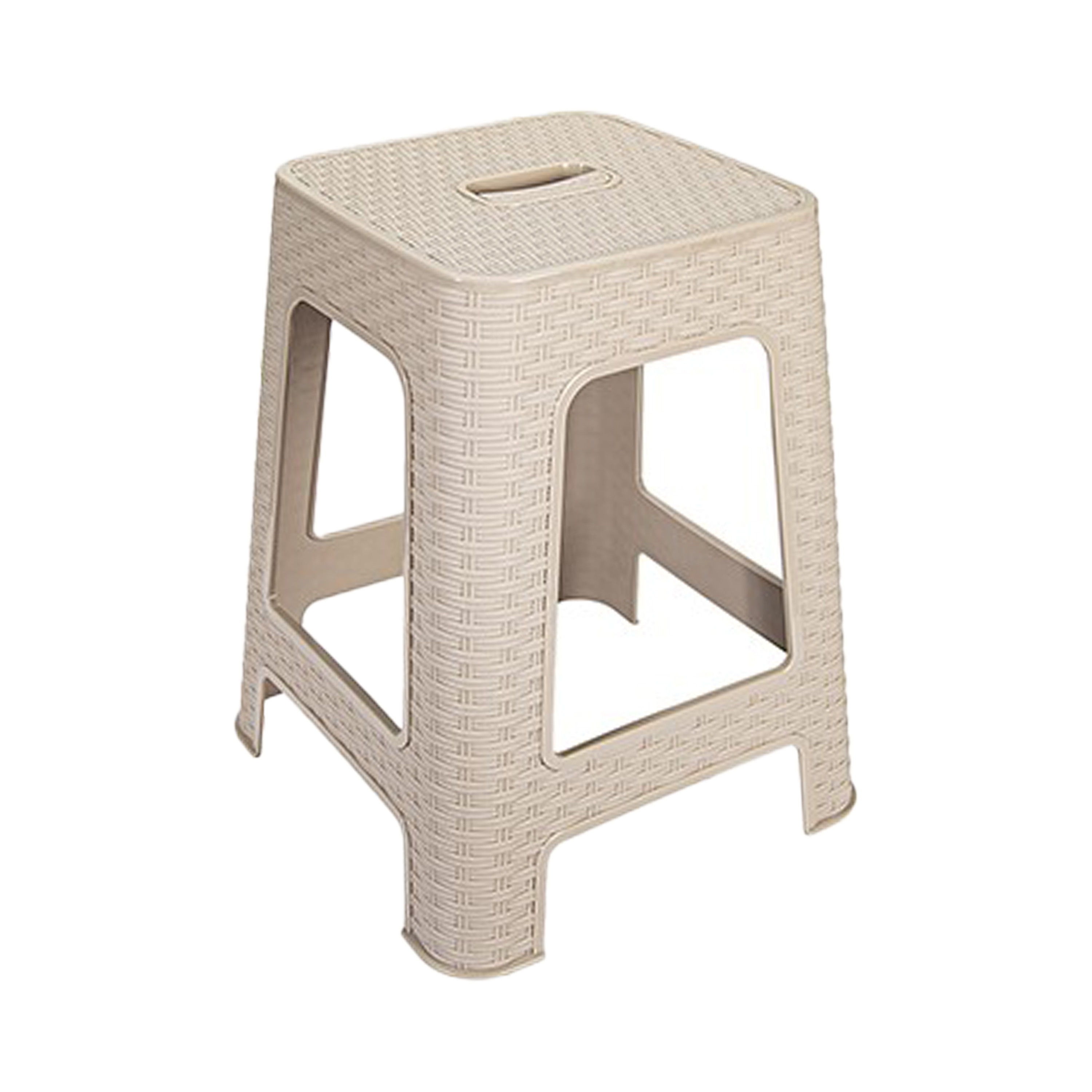 Zit of opstap krukje - Rotan line - beige - kunststof - 37 x 37 x 45 cm -