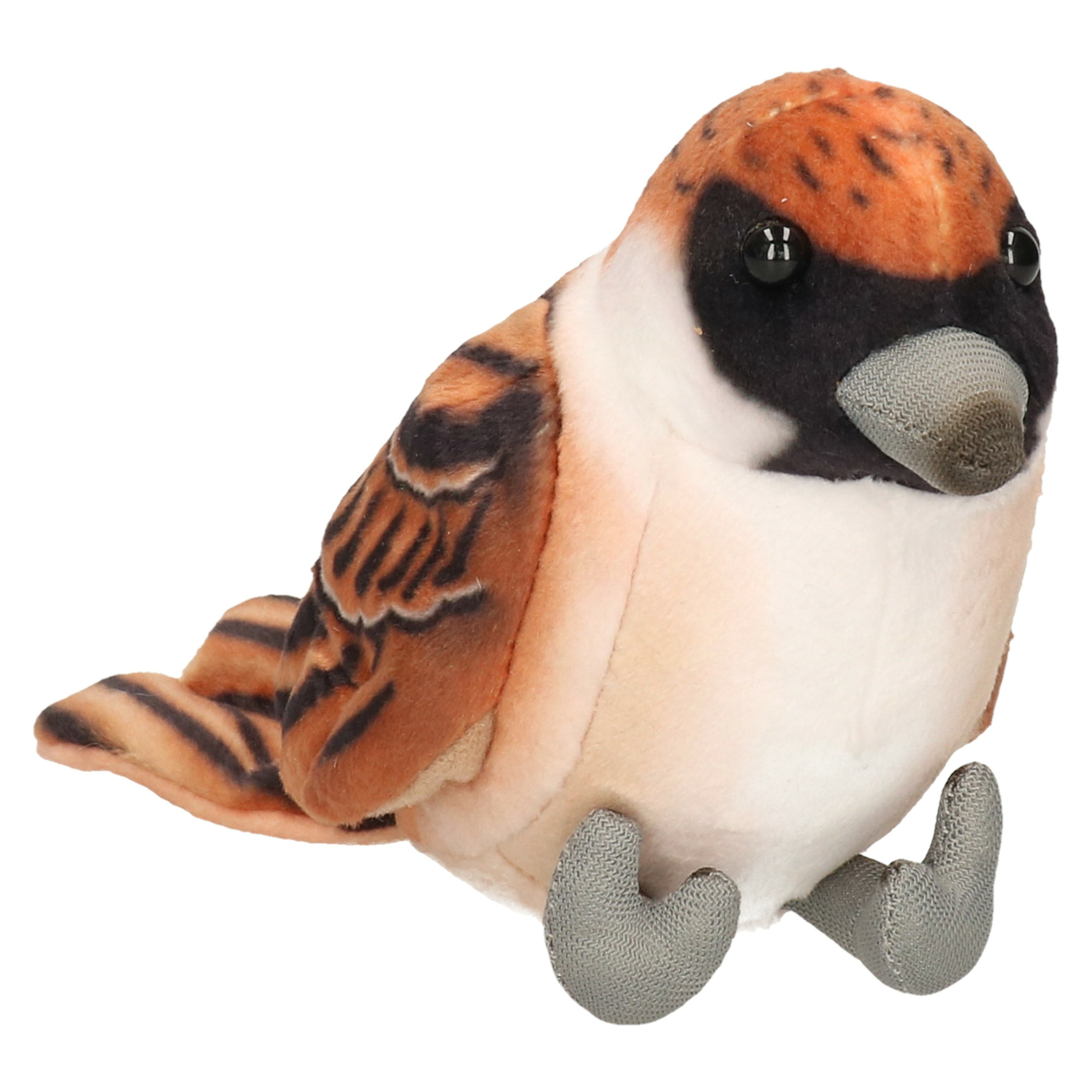 Knuffeldier Huismus vogel - zachte pluche stof - bruin - 10 cm -