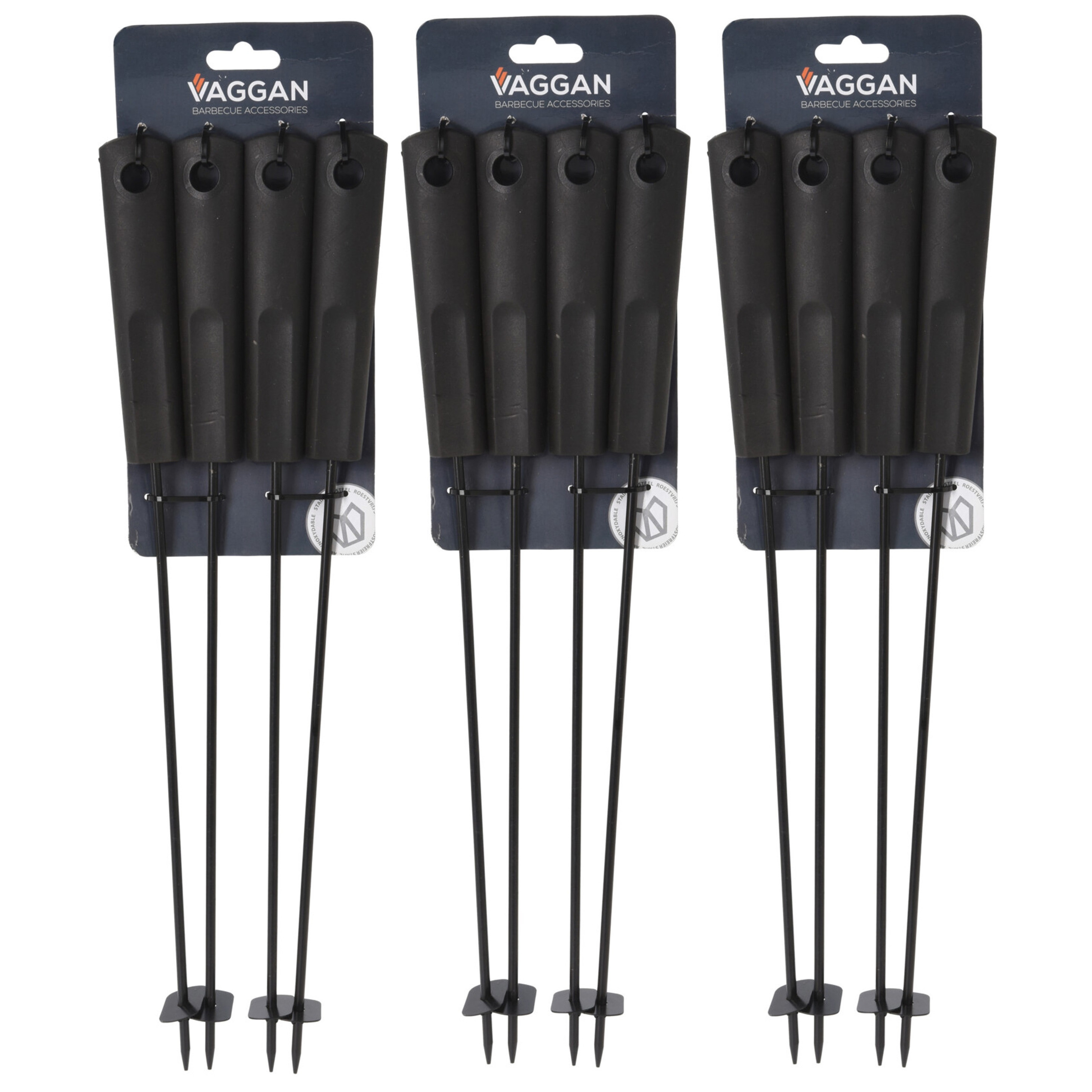 BBQ spiezen - 12x stuks - metaal - 44 cm - vleespennen voor vlees - barbecue accessoires -