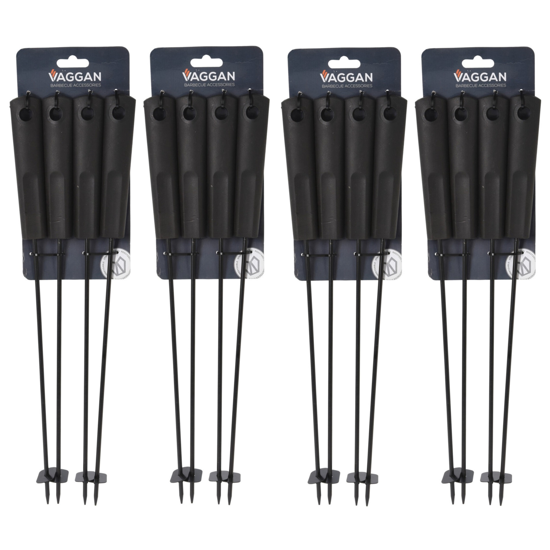 BBQ spiezen - 16x stuks - metaal - 44 cm - vleespennen voor vlees - barbecue accessoires -