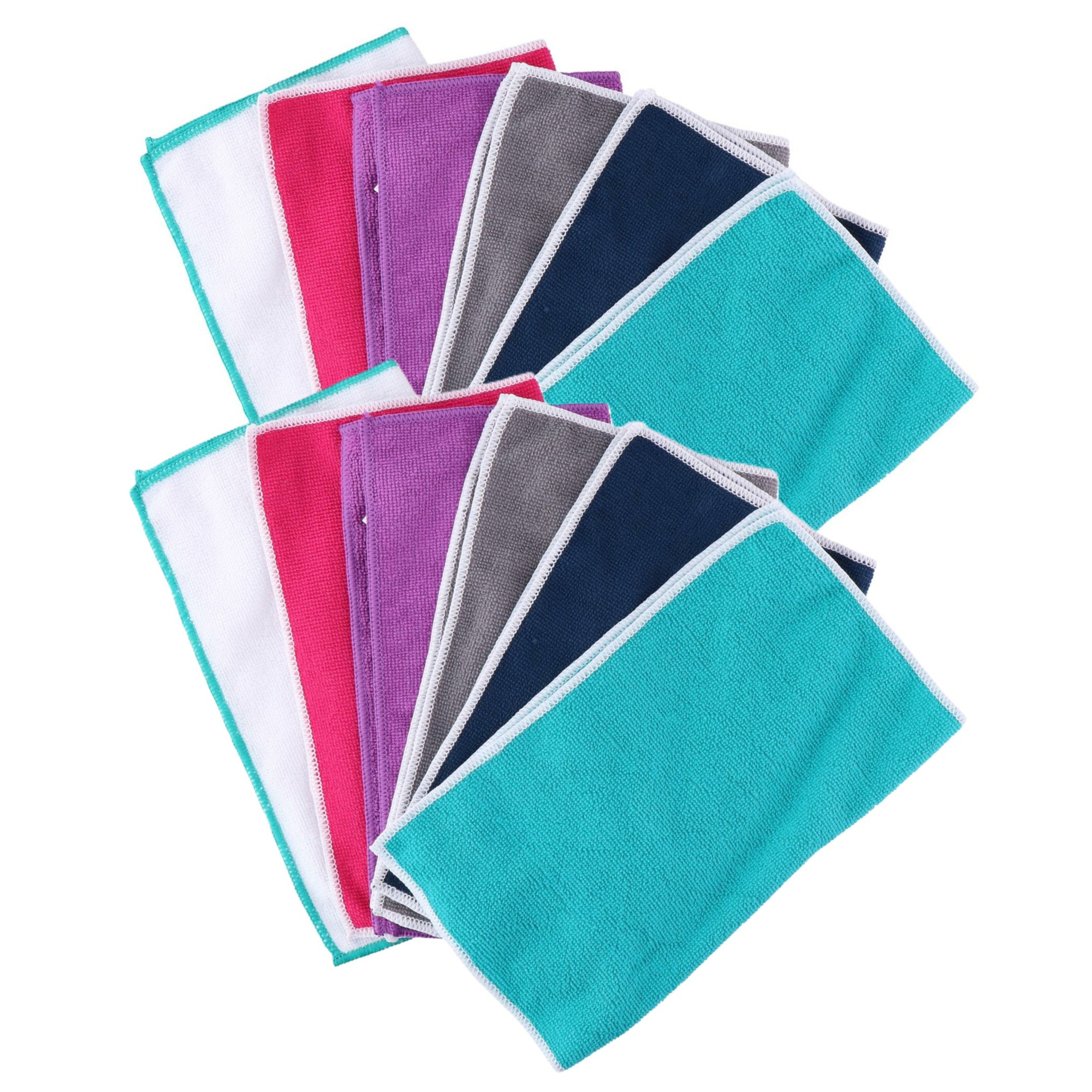 Microvezel huishoud/schoonmaakdoek - 12x stuks - kleuren mix - 30 x 35 cm -