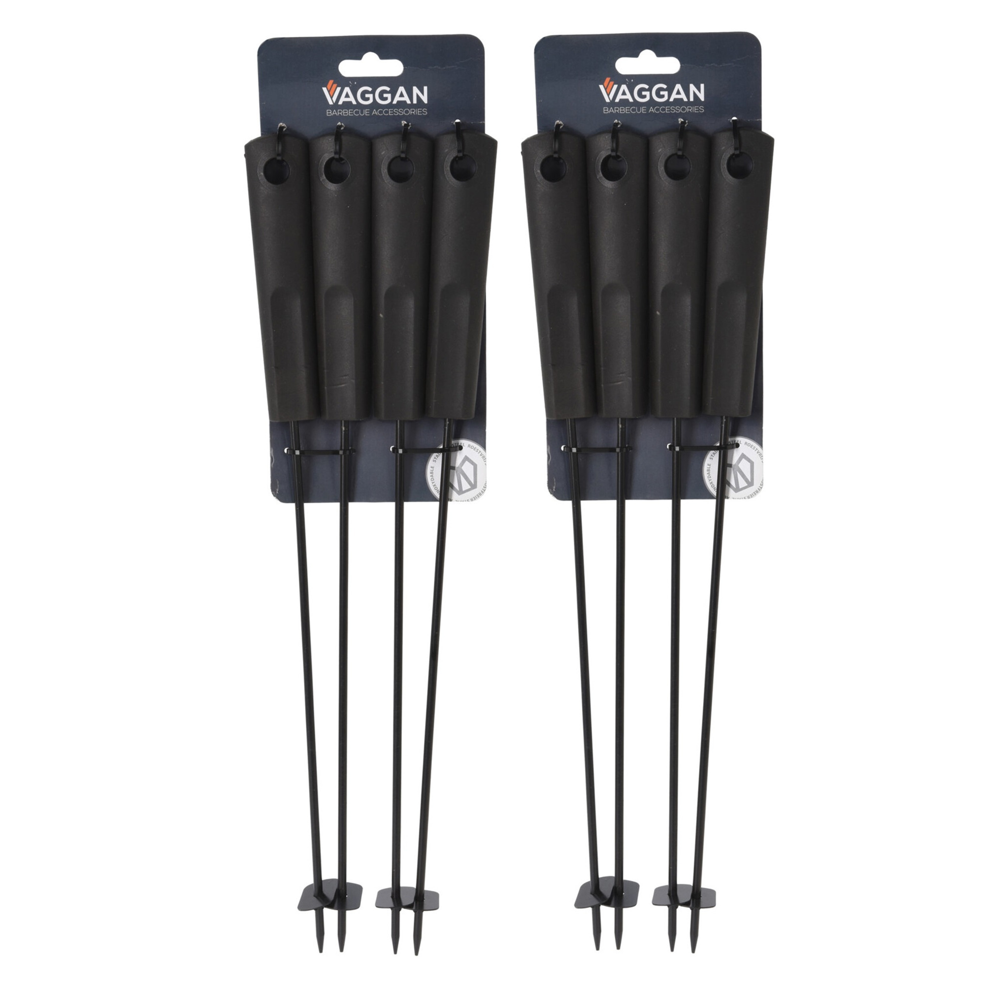 BBQ spiezen - 8x stuks - metaal - 44 cm - vleespennen voor vlees - barbecue accessoires -