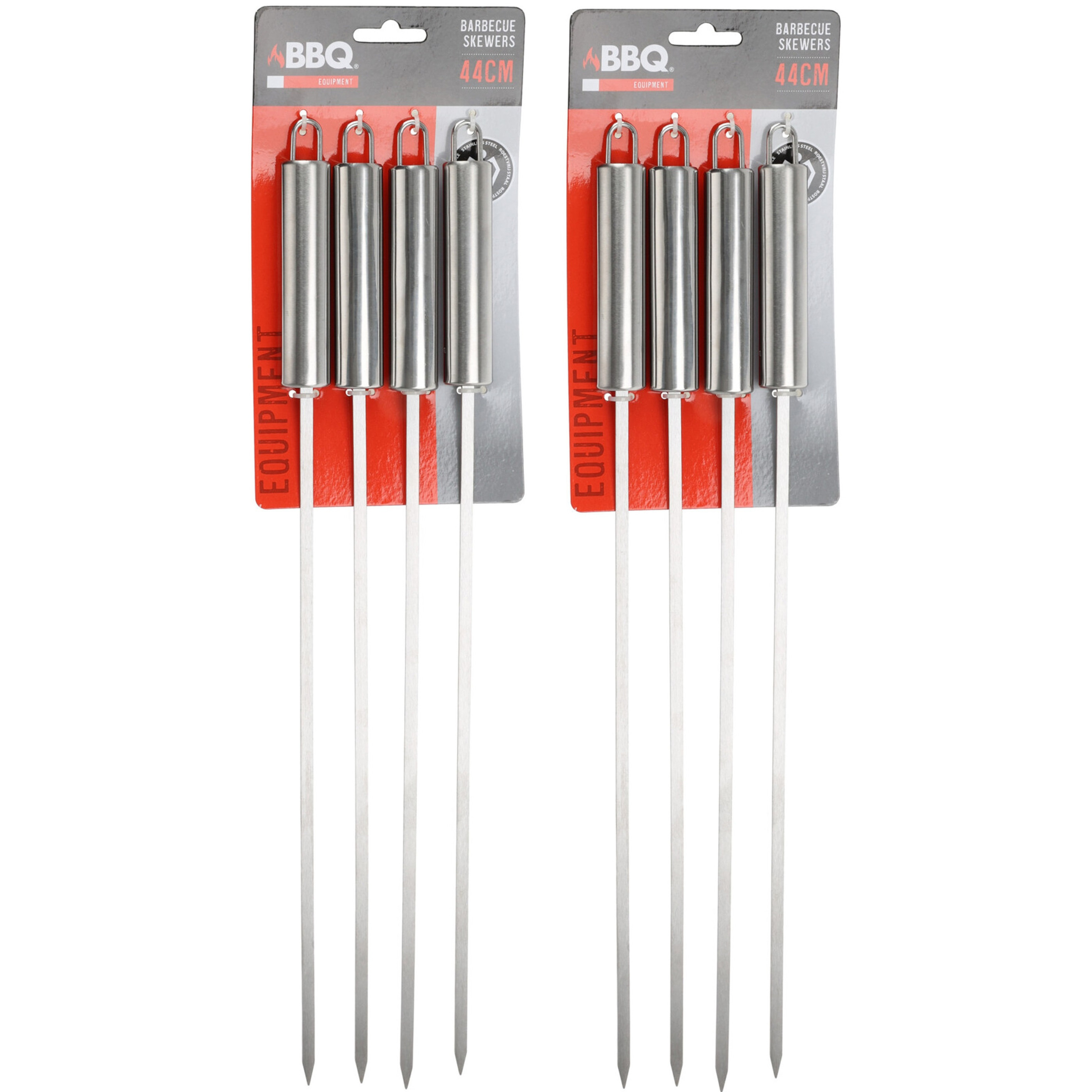 BBQ spiezen - 8x stuks - RVS - 44 cm - vleespennen voor vlees - barbecue accessoires -