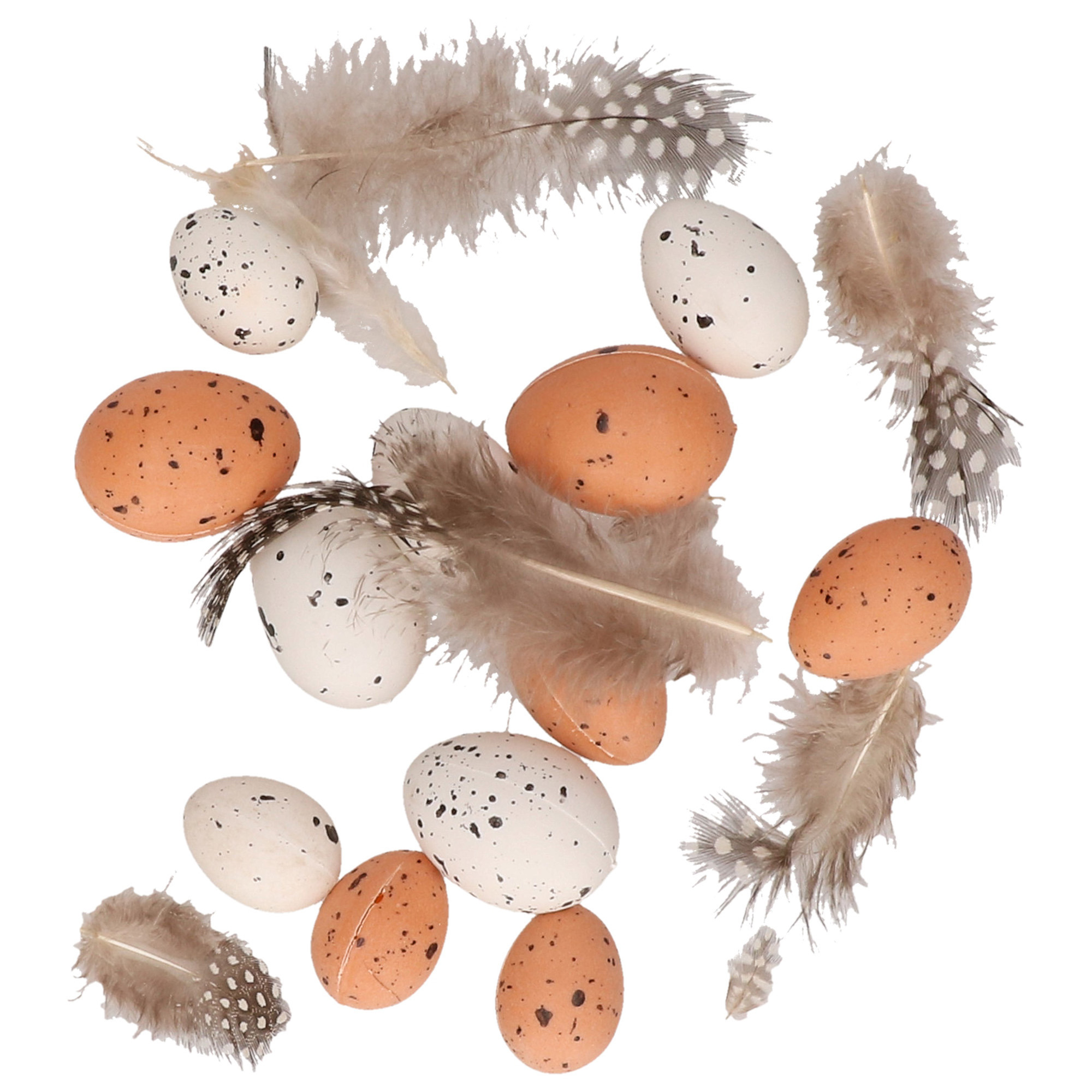Paasdecoratie - kwarteleitjes - 48x - bruin/wit - 3-4 cm - pasen - knutselen/hobby -