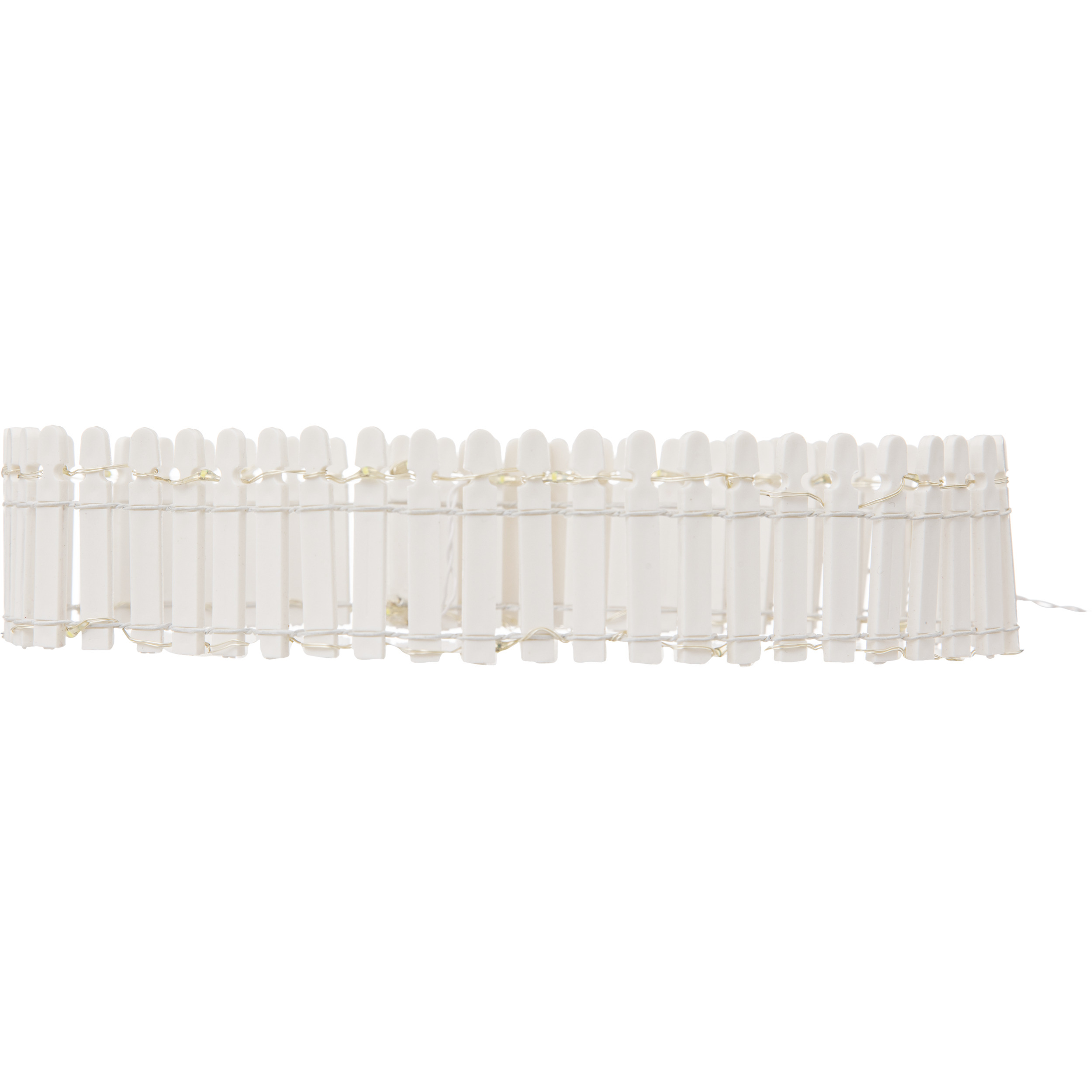 Kerstdorp hek afsluiting/omheiningen - wit licht - L144 cm x H4,5 cm - kunststof -