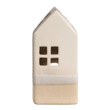 Waxinelichthouder Huis - beige - 20x9x7 cm - Leen Bakker