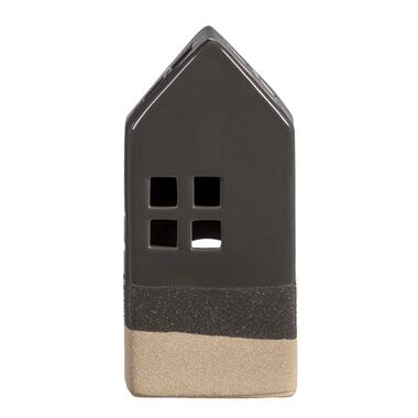 Waxinelichthouder Huis - antraciet - 20x9x7 cm - Leen Bakker