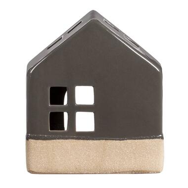 Waxinelichthouder Huis - antraciet - 14x12x7 cm - Leen Bakker