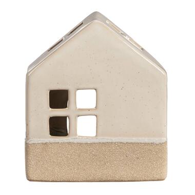 Waxinelichthouder Huis - beige - 14x12x7 cm - Leen Bakker