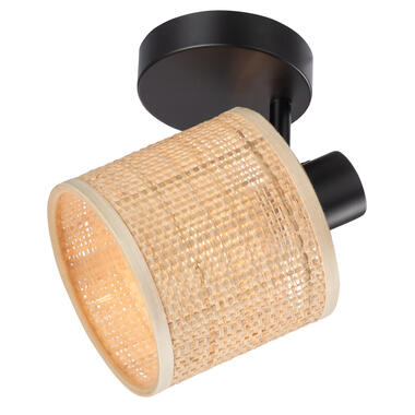 Spot Romana - naturel/mat zwart - 17xØ13 cm - Leen Bakker