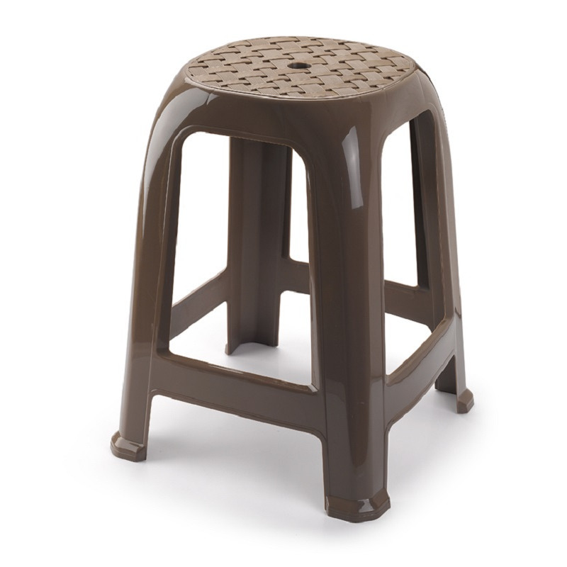 Plasticforte bijzet zitkrukje - taupe - kunststof - 37 x 37 x 46 cm - kinderen/volwassenen -