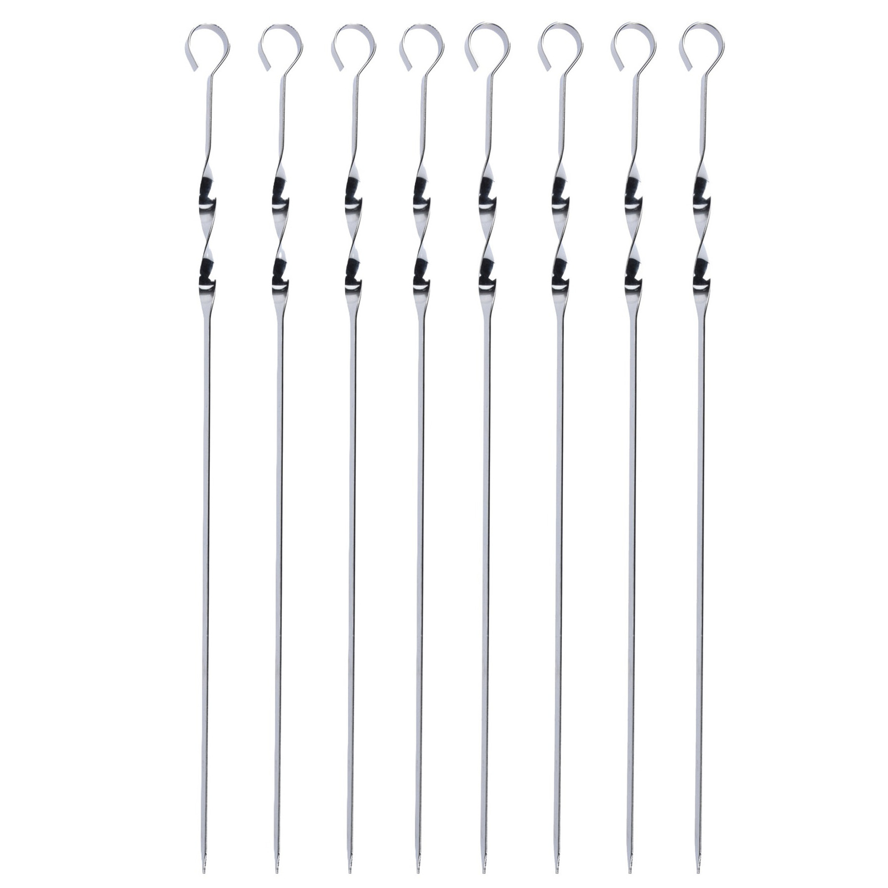 BBQ spiezen - 8x stuks - RVS - 38 cm - vleespennen voor vlees - barbecue accessoires -