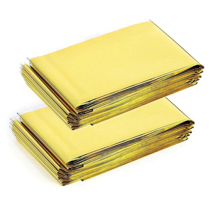 Nooddeken/reddingsdeken/isolatiedeken - 2x - 155 x 202 cm - goud - warmtedeken -